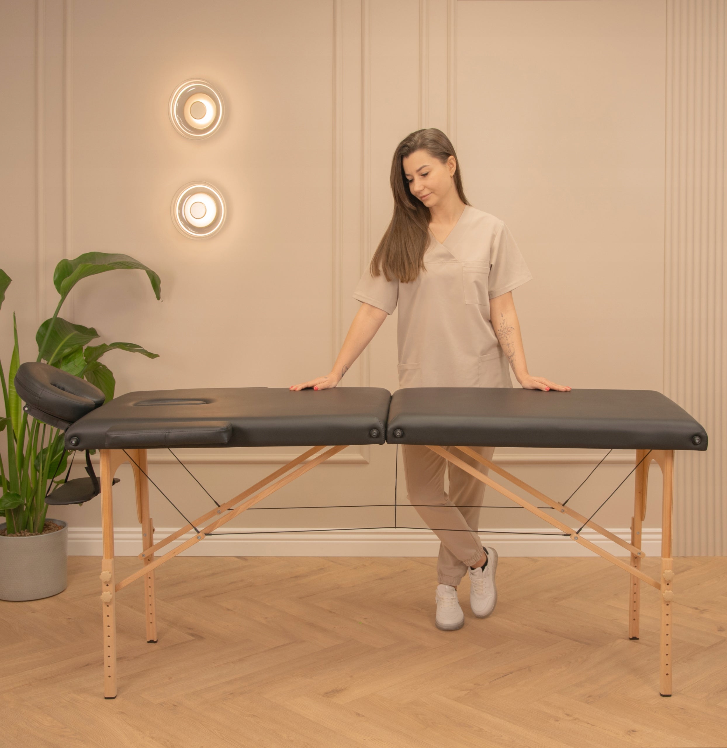Bed Massage Table Wooden 2 Segment Folding Portable Cover Brand Fizjo-Fit-Fun