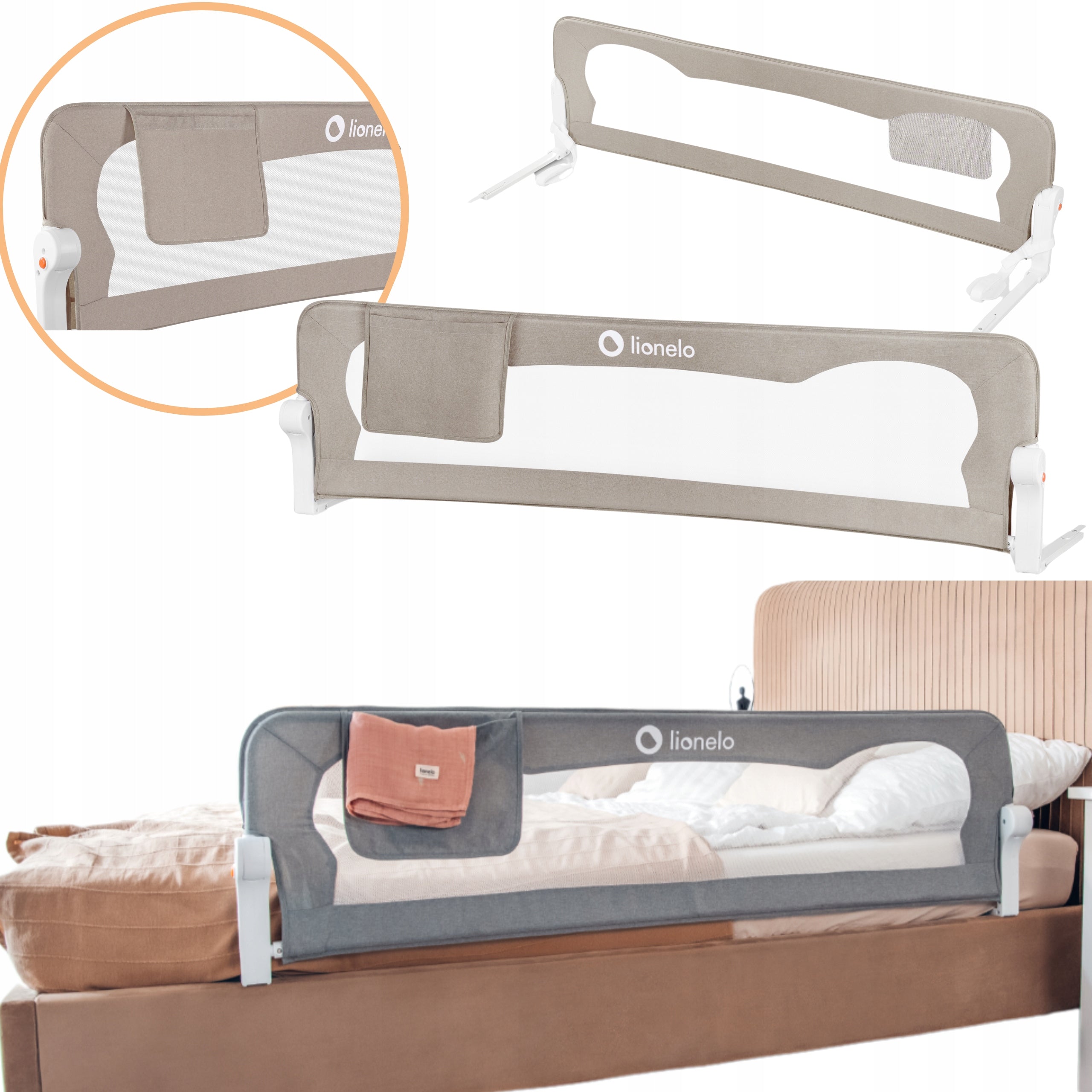 Bed barrier PROTECTIVE GATE LOCK 150cm Lionelo Eva Packaging status original