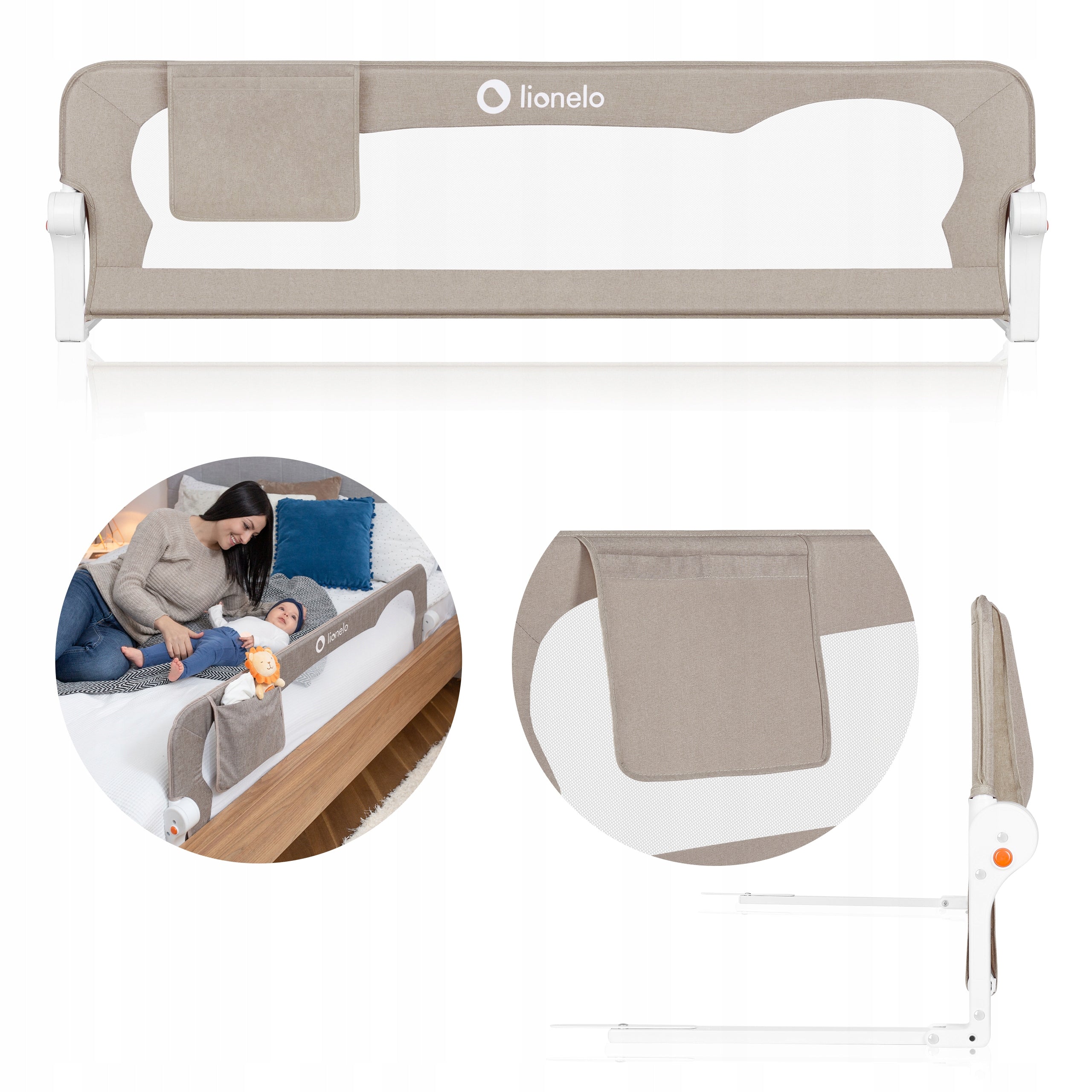 Bed barrier PROTECTIVE GATE LOCK 150cm Lionelo Eva