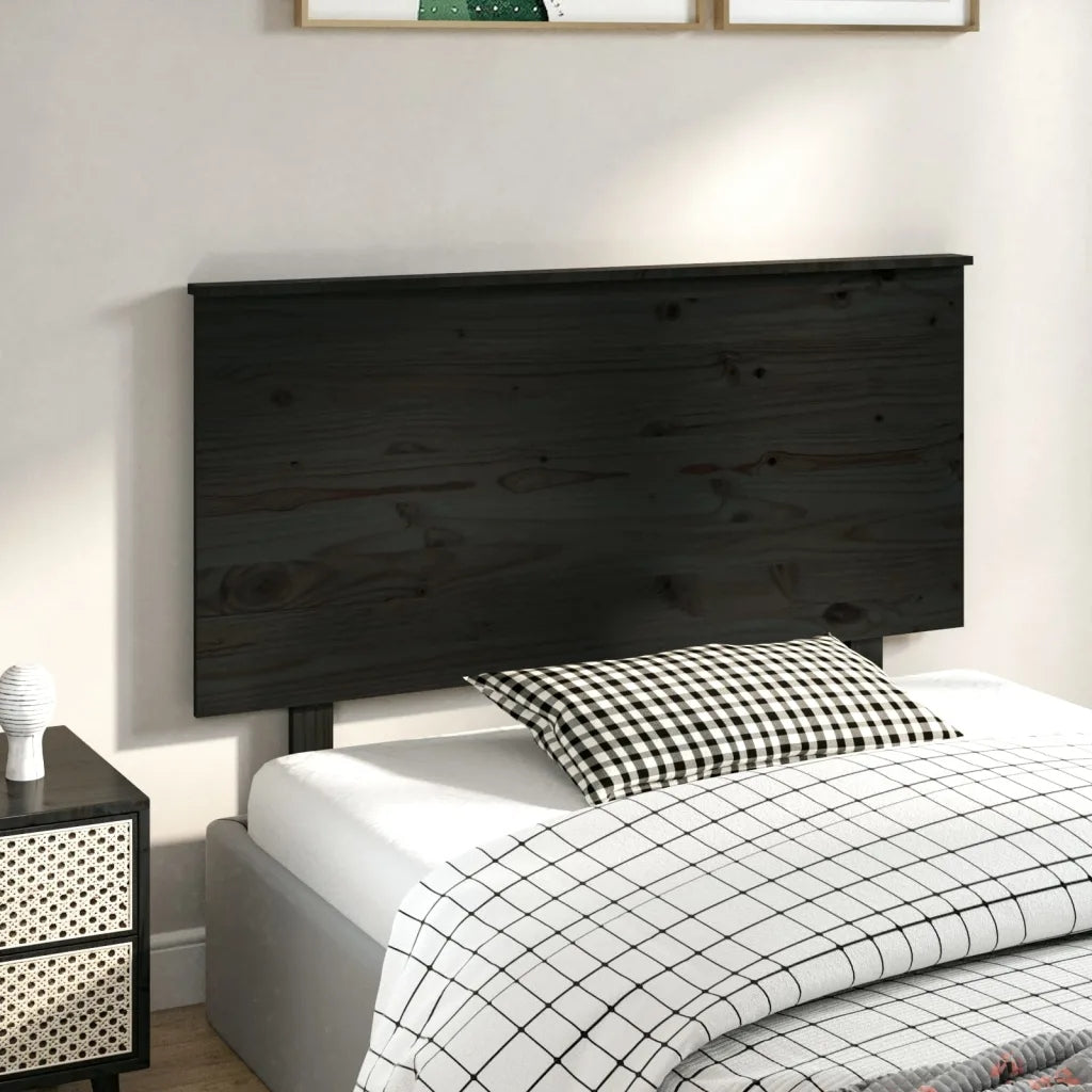 Bed headboard, black, 124x6x82,5 cm, solid pine wood Unfolded width 124 cm