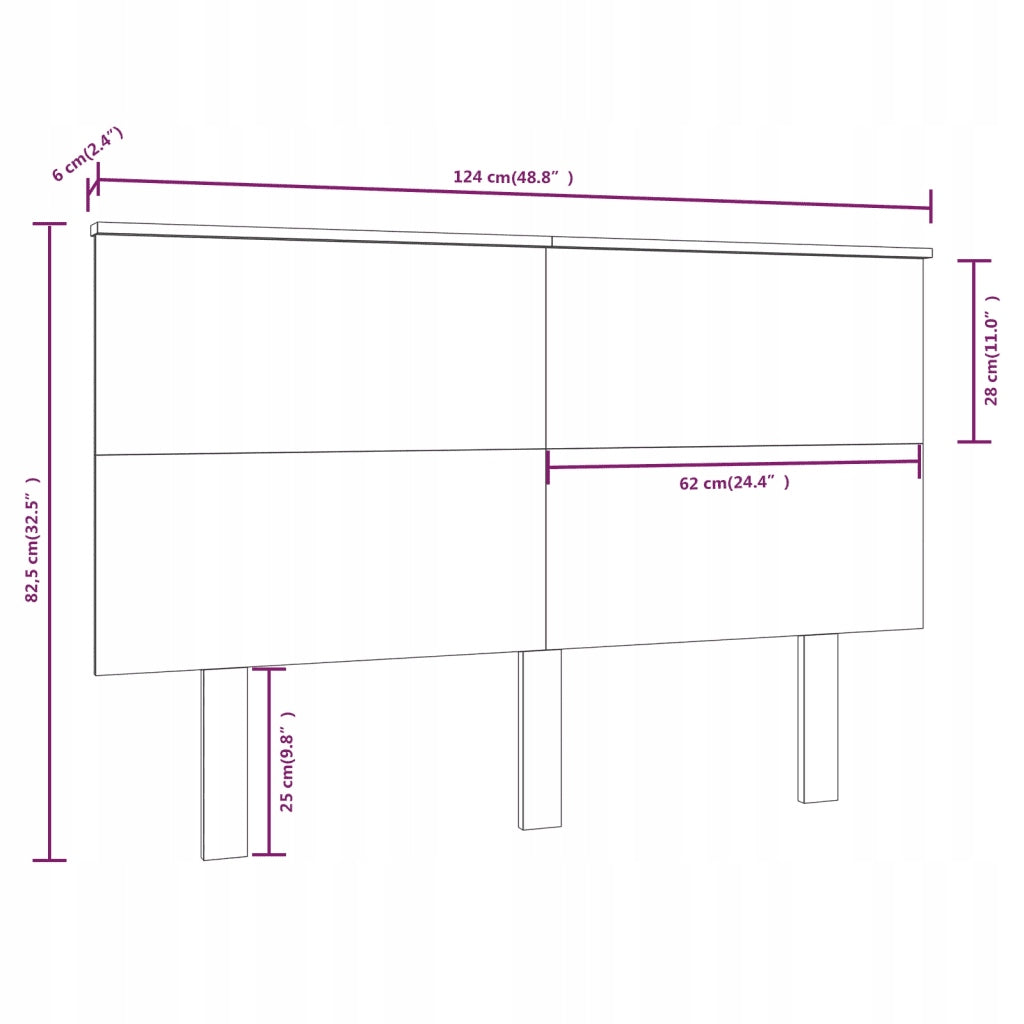 Bed headboard, black, 124x6x82,5 cm, solid pine wood Weight 6.93 kg