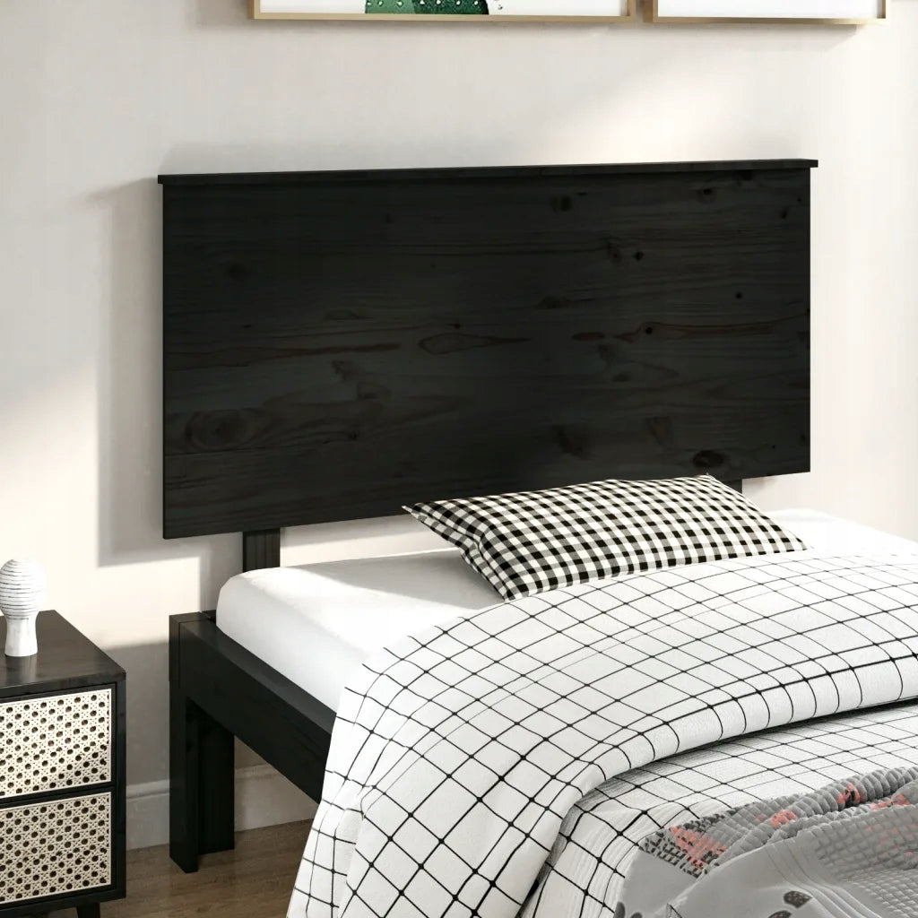 Bed headboard, black, 124x6x82,5 cm, solid pine wood