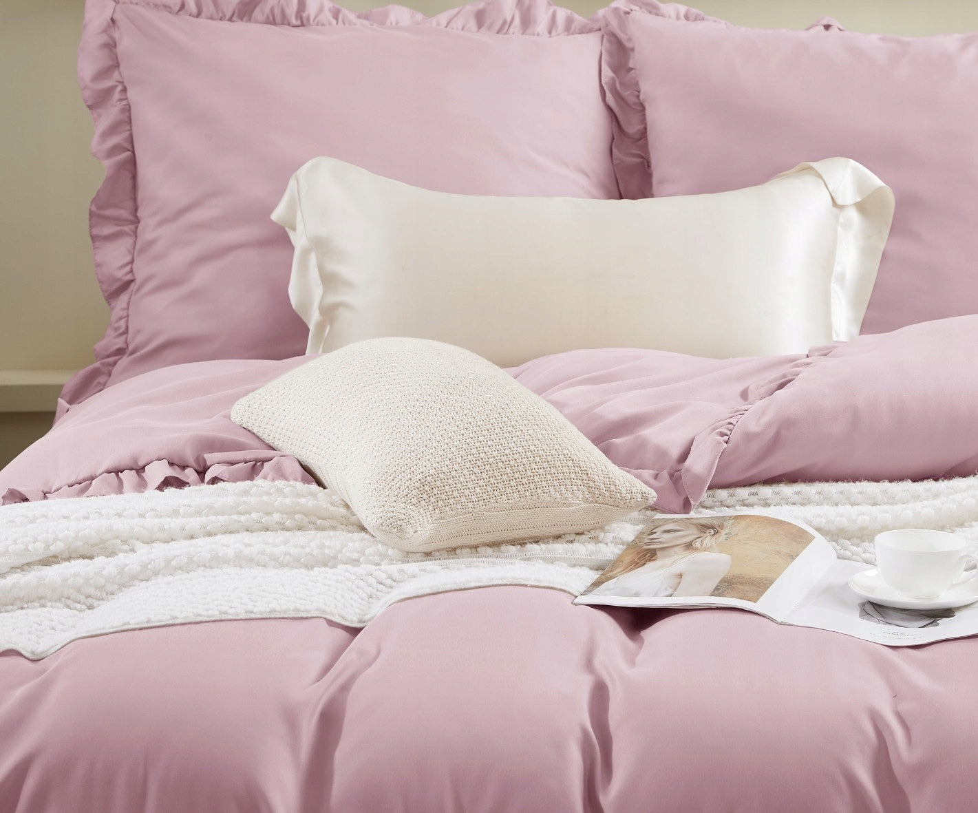 Bedding 140x200 Ruffy Powder with Falbanka Set Brand Spod Igły i Nitki