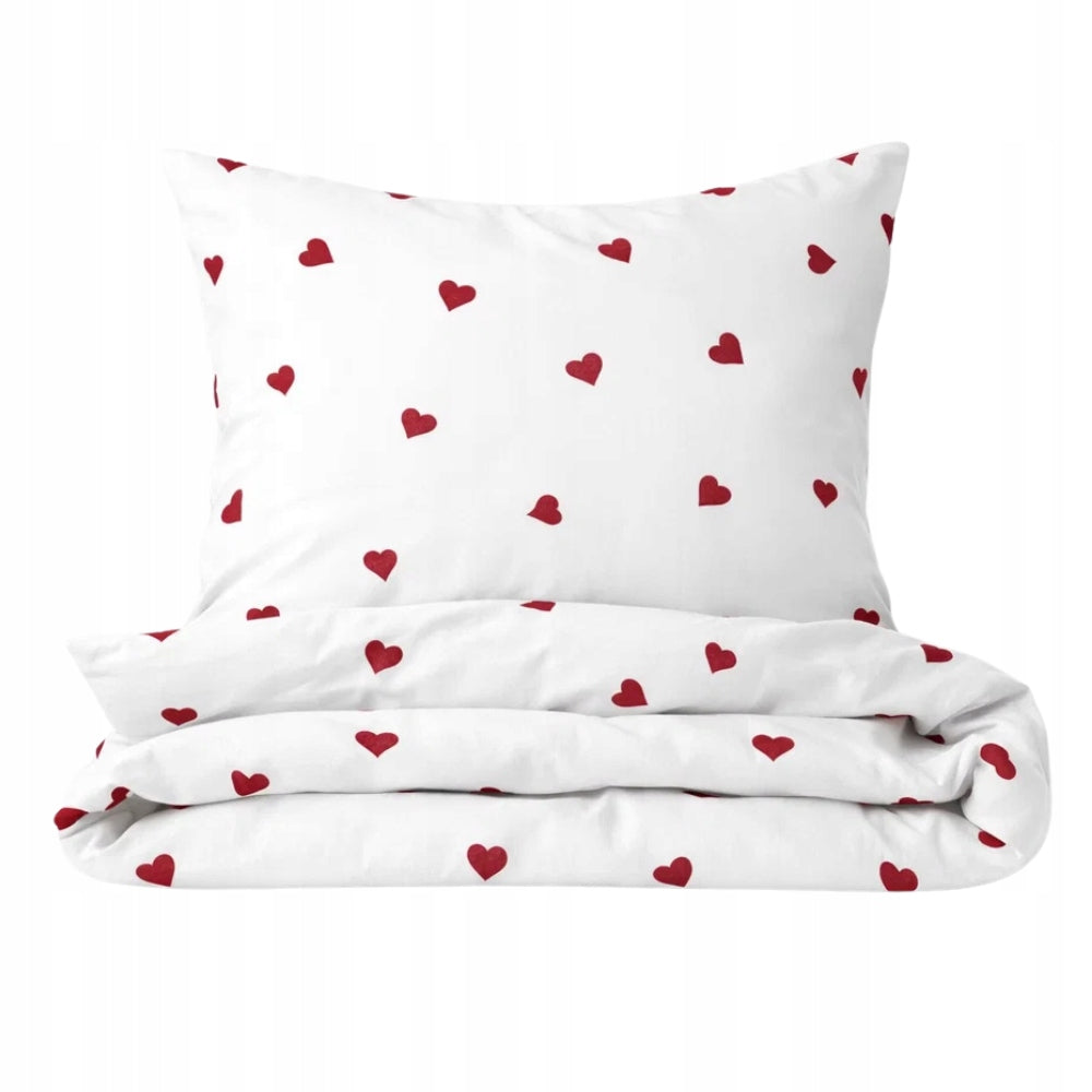 Bedding 160x200 + heart pillowcases hearts on white background fashionable set