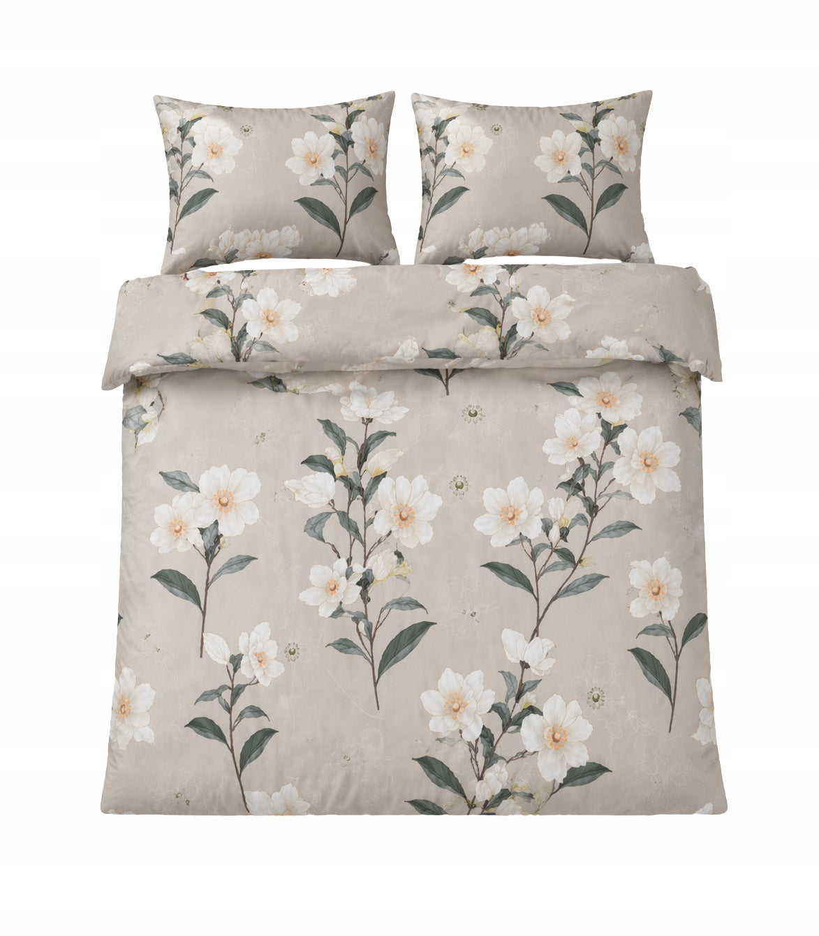 Bedding 160x200 satin cotton grey flowers set 3 el 2x70x80 castle