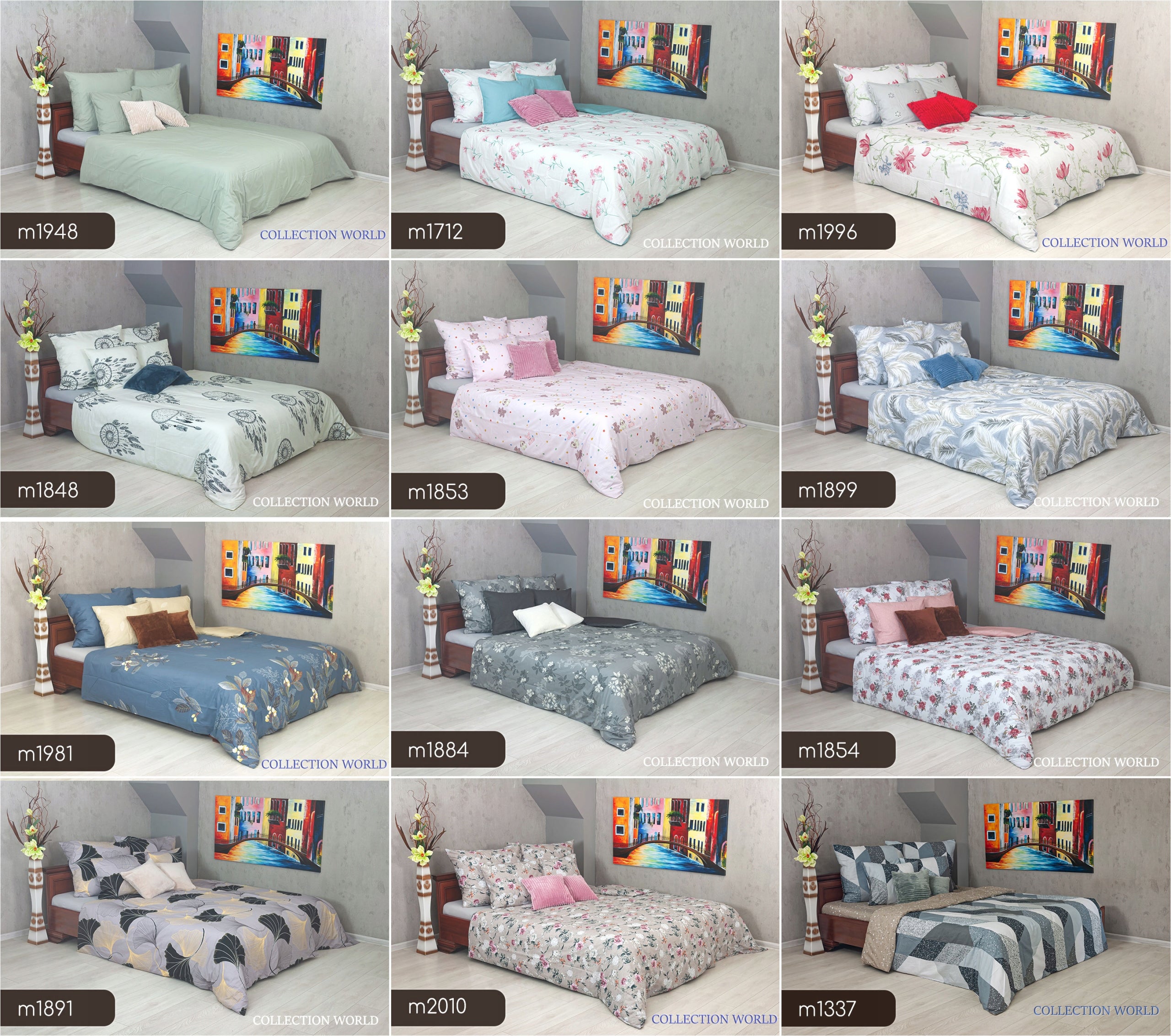 Bedding Collection World 160x200 Cotton Satin freebie Elway pillowcases Quilt dimensions 160x200cm