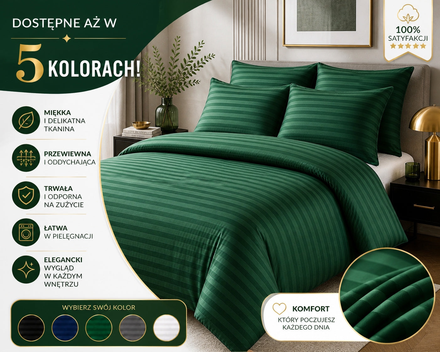 Bedding Hotel Jacquard 180x200 cm + 2 Pillowcases For Any Dimension 5 COLORS Manufacturer code Luksus