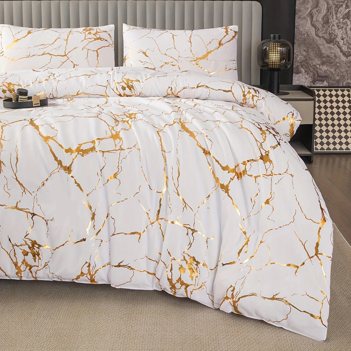 Bedding Marble White Gold Application 160x200 Set Marble Manufacturer code PO-KL-9-1-2