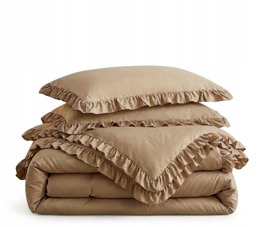 Bedding Set with Falbanka 200x220 Walnut Bedroom Elegant Premium