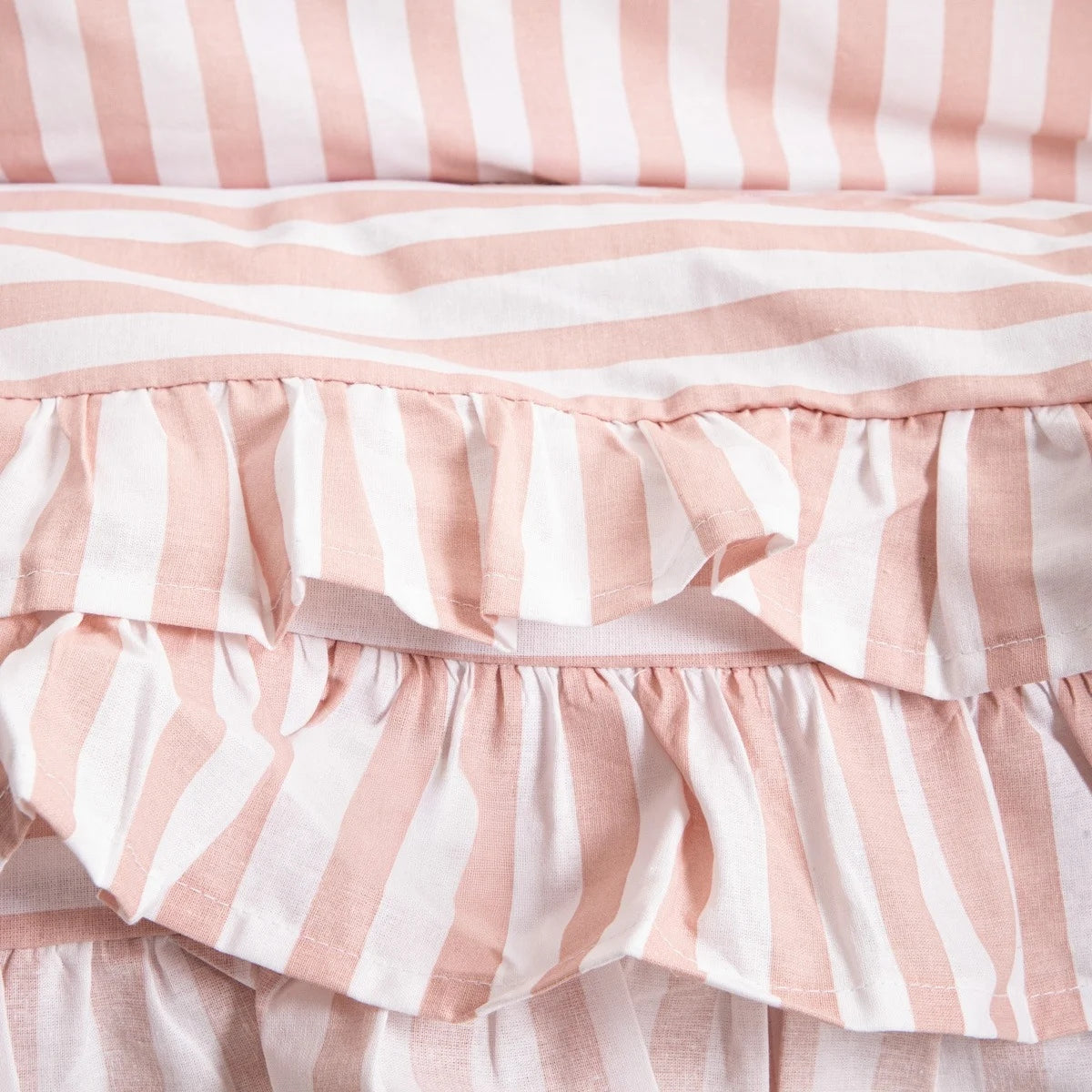 Bedding TRUDY cotton with pink stripes with frill 140x200 1*70x80cm HOMLA Packaging status original