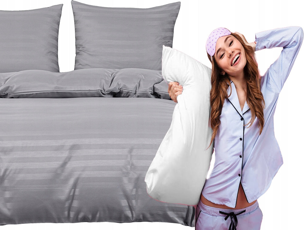 Bedding damask hotel striped 200x220 GREY, LIGHT GREY, Silver