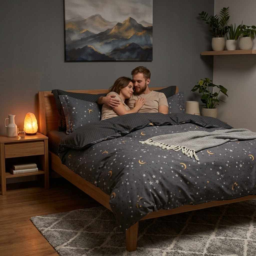Bedding set 3-cz 160x200 + 2*70x80 cotton grey stars moon night Brand no brand