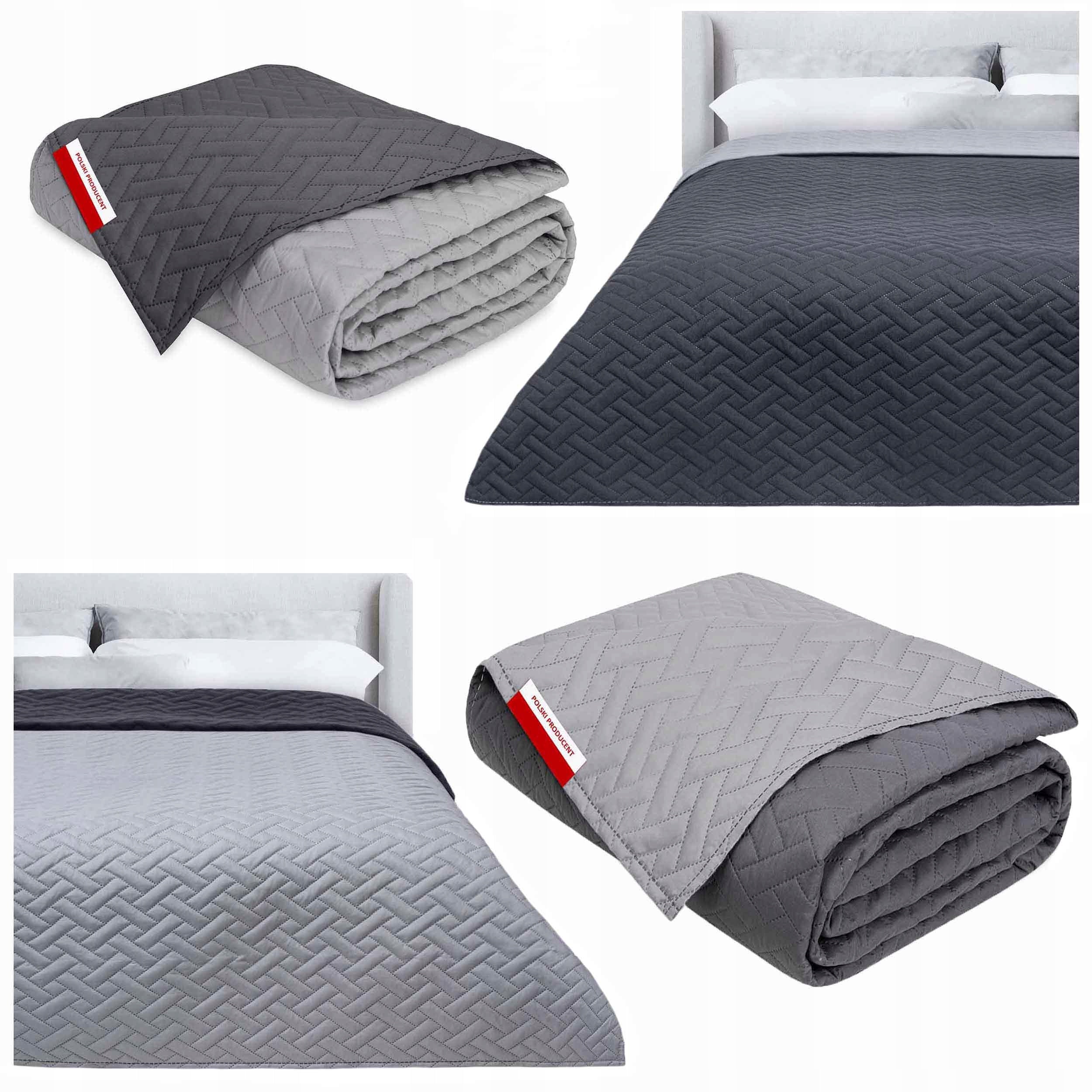 Bedspread 160x200 Double Sided Quilted For Gift Grey Graphite