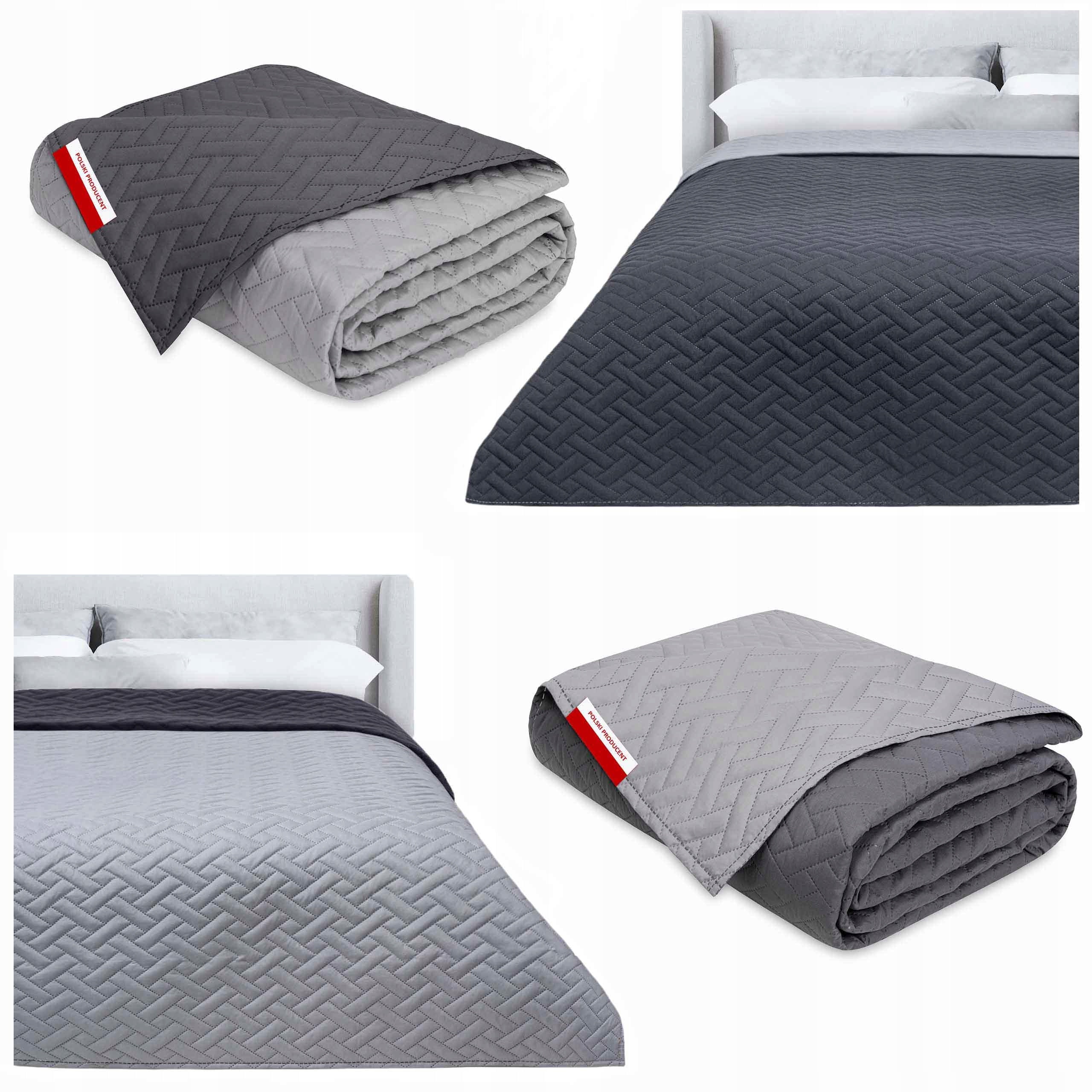 Bedspread 200x220 Double Sided Quilted For Gift Grey Graphite