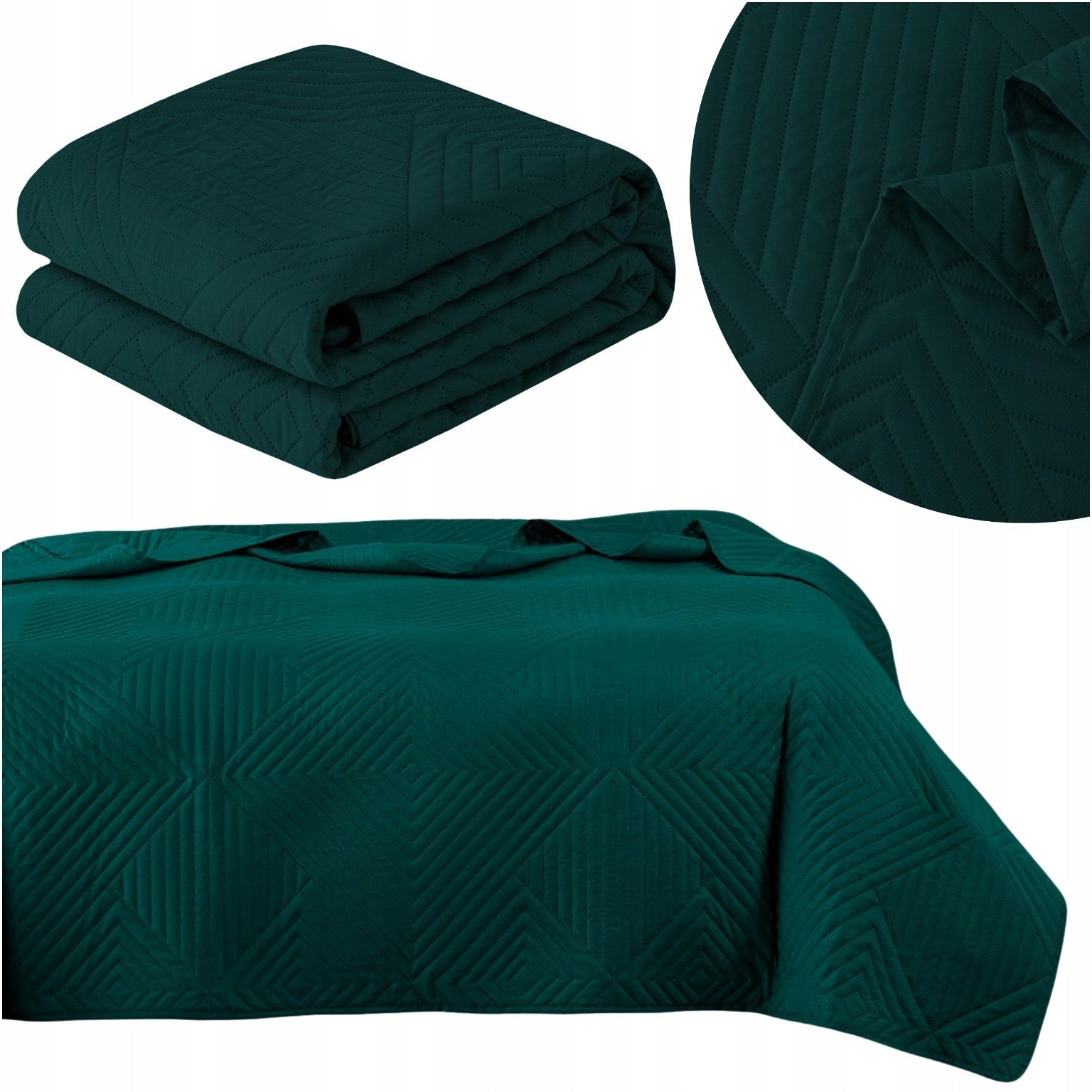 Bedspread 200x220 QUILTED embossed microfiber cap Zeynep green