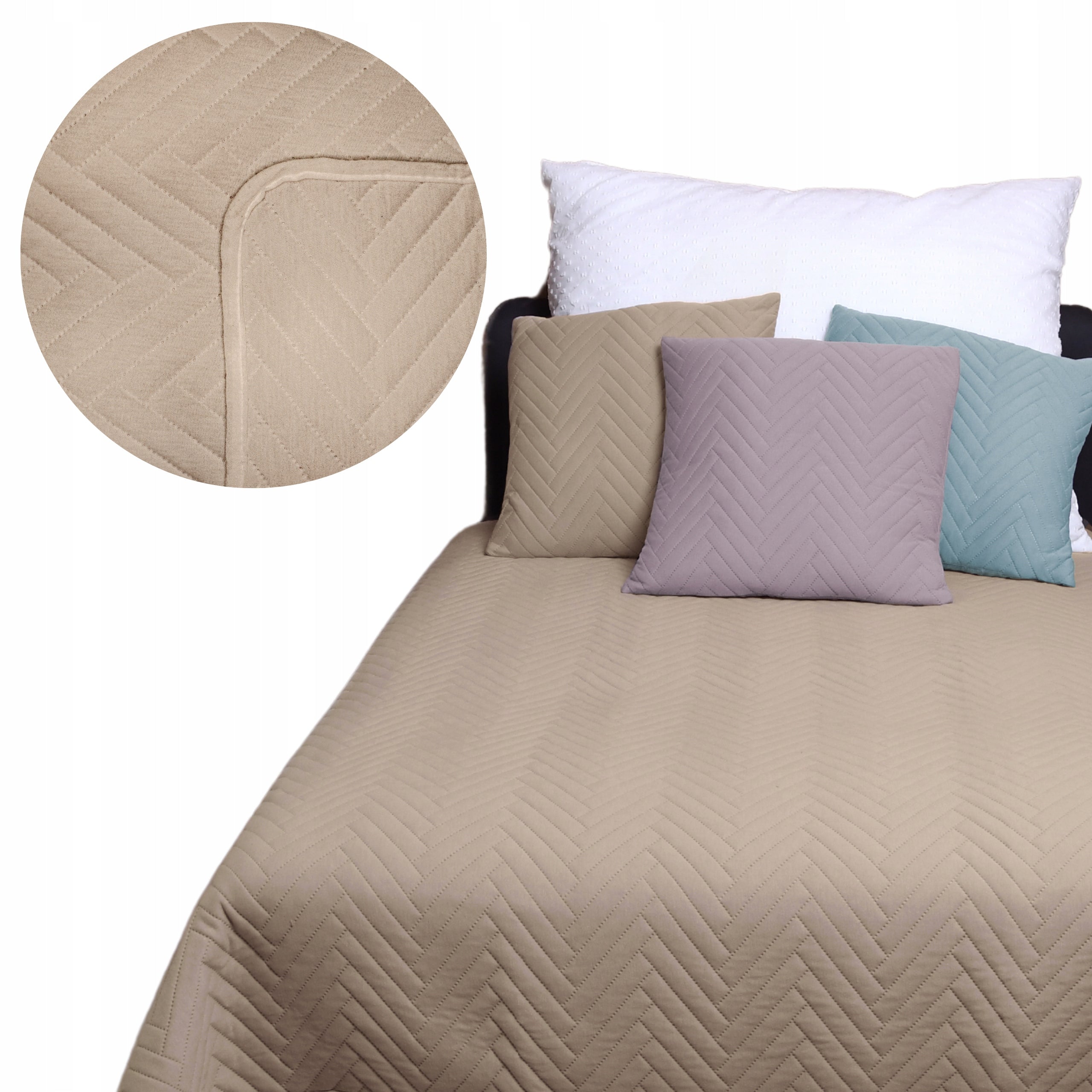 Bedspread blanket quilted for sofa bed BEIGE 220x240 cm
