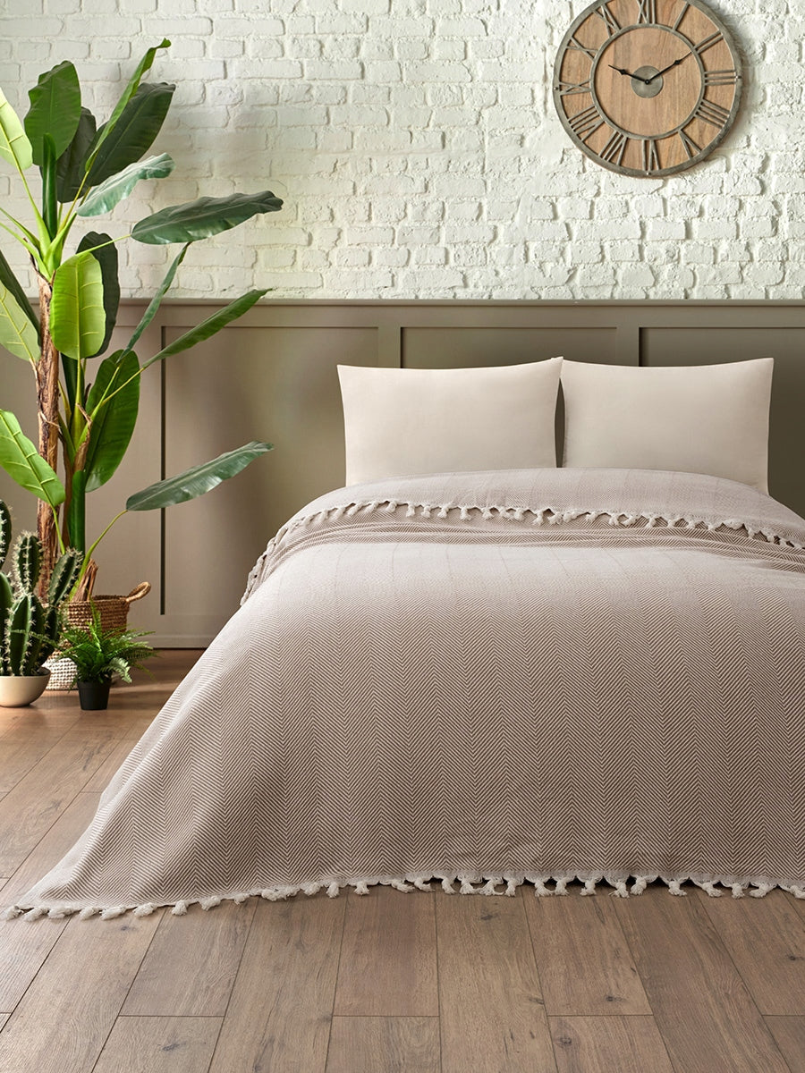 Bedspread couch beach picnic cotton 180x200 MIREN beige Packaging status original