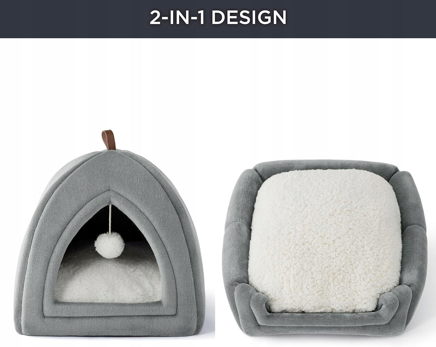 Bedsure Cat Bed Igloo 40x40x40 cm Booth Folding House Grey Packaging status original