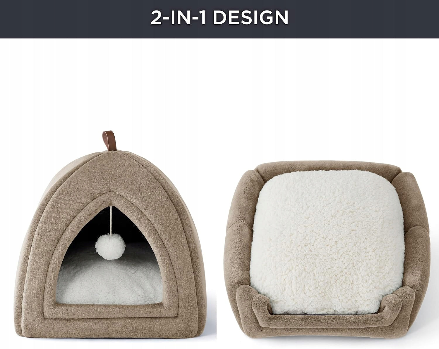 Bedsure Cottage Cat Bed 2in1 44x44 cm Folding Cave with Pillow Packaging status original