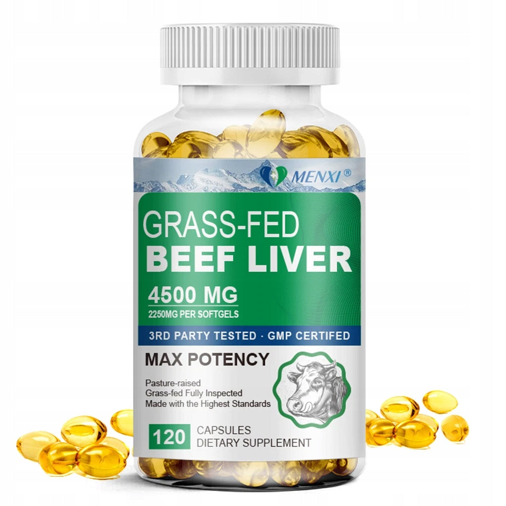 Beef liver capsules (grass grazing) 4500 mg – Maximum strength, support Packaging status original