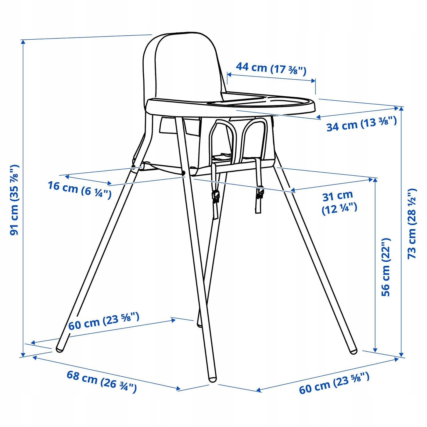Beige Feeding Chair with Tray for Kids Brand IKEA