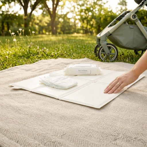 Beige Soft Hiking Changing Table 58x40 cm Folding Baby Mat Medical device no