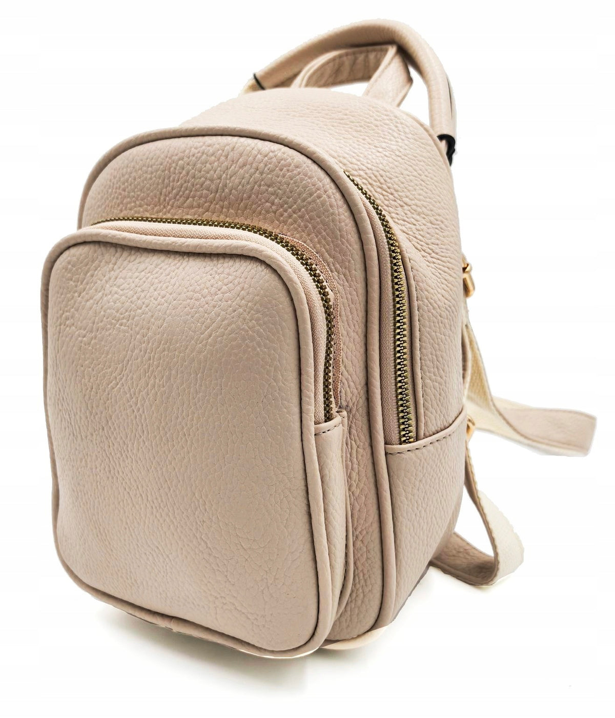 Beige Women's Backpack Mini Elegant and Practical Gold Accessories 3 Compartments EAN (GTIN) 5907649000376