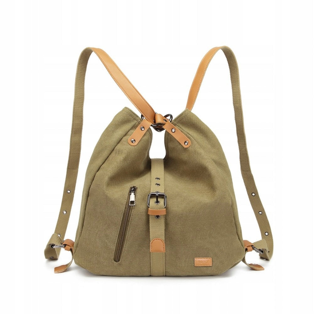 Beige Women's Bag and Backpack 2in1 Work Bag Lightweight Canvas Ellen