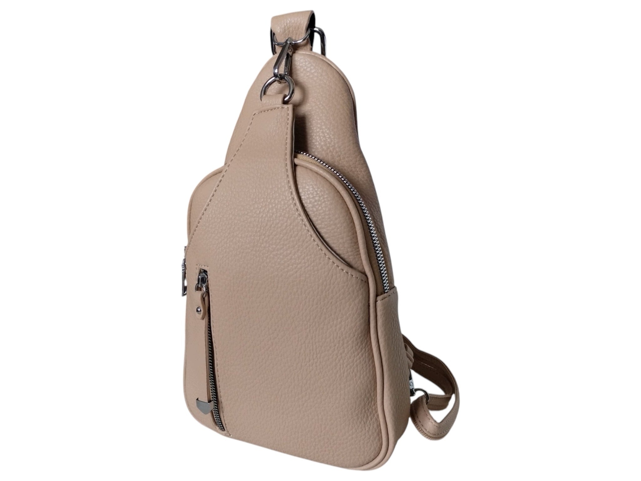 Beige Women's Shoulder Backpack, Women's Bag, Small Urban, Eco Leather Packaging status original