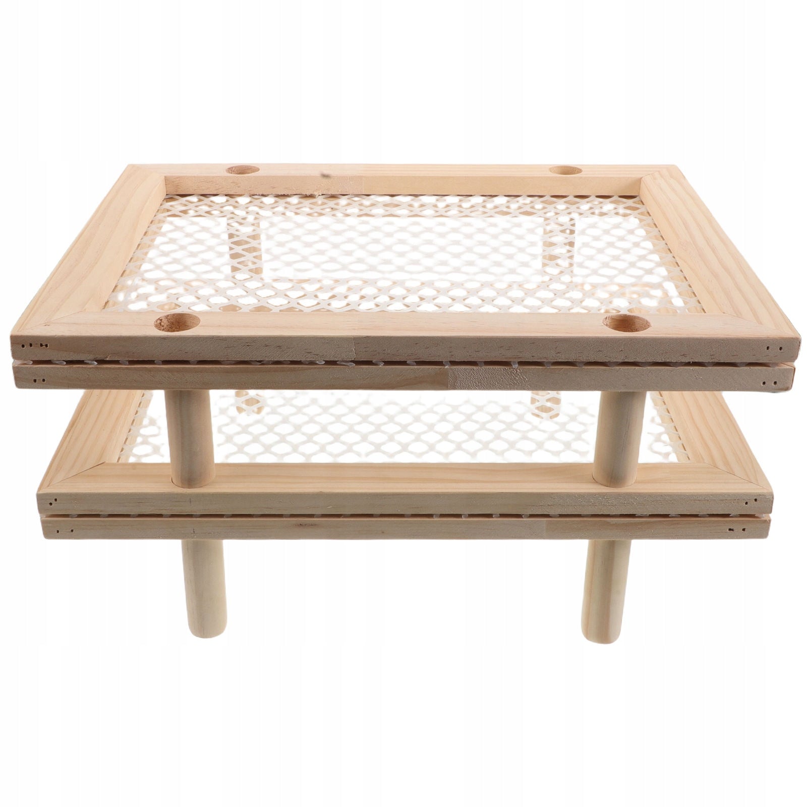 Beige Wood Herb Hanging Dryer with Mesh for Flowers, Seeds, and Pasta