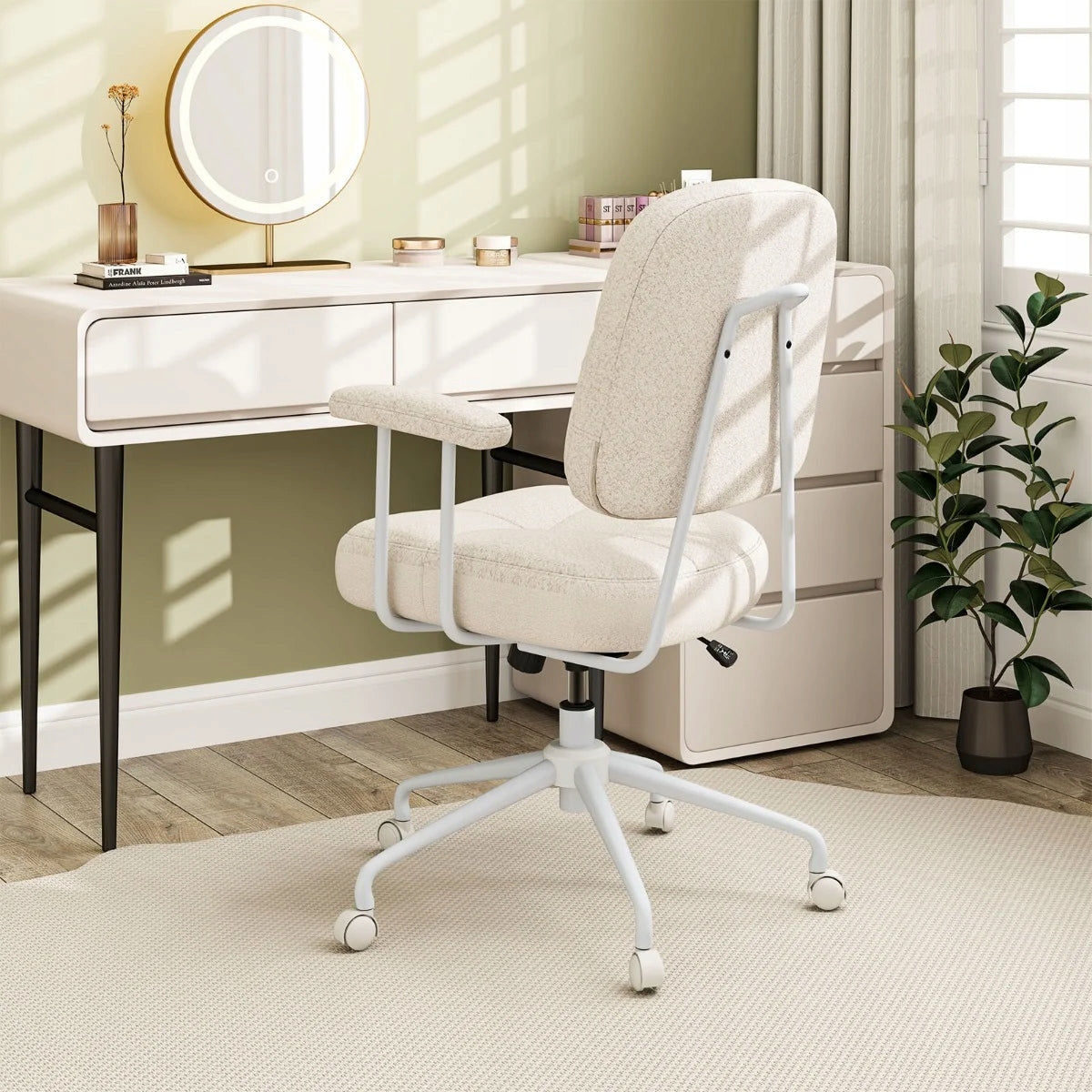 Beige swivel chair Brand Costway