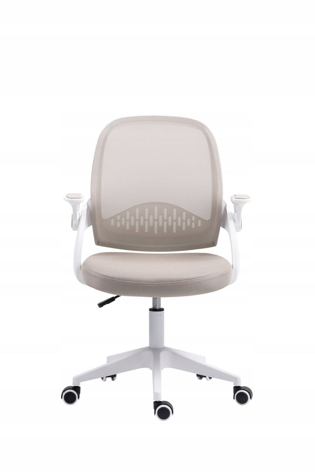 Beige swivel chair with armrests frame white for office ARVEL Packaging status original