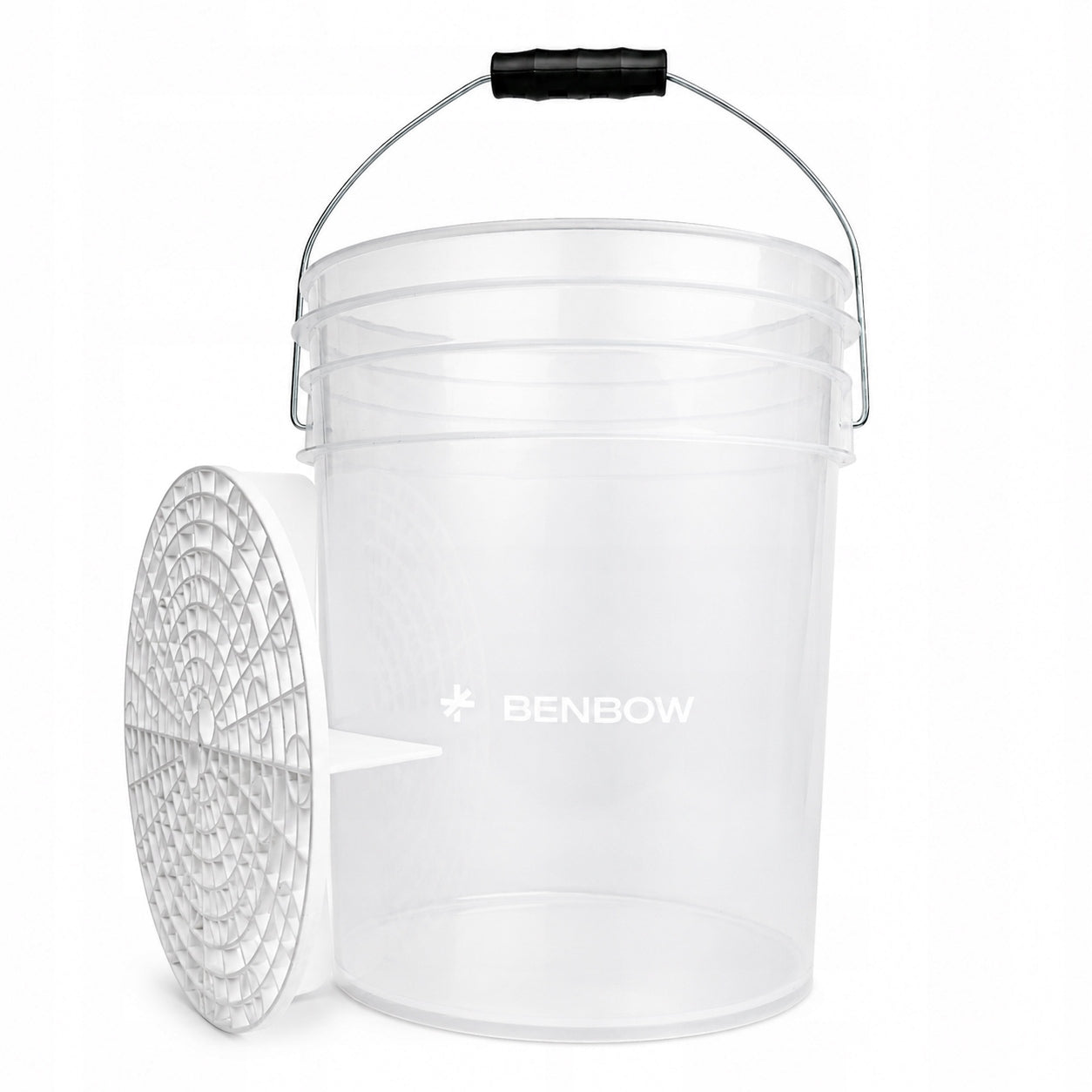 BenBow LOGO, transparent 20 L bucket with white separator