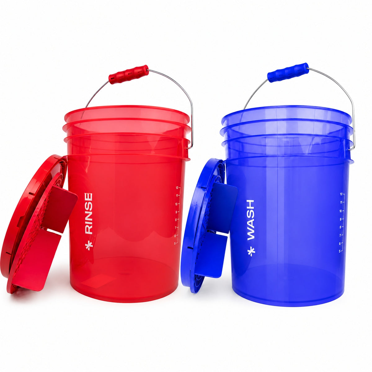 BenBow set of 2 WASH RINSE buckets with separators and lids