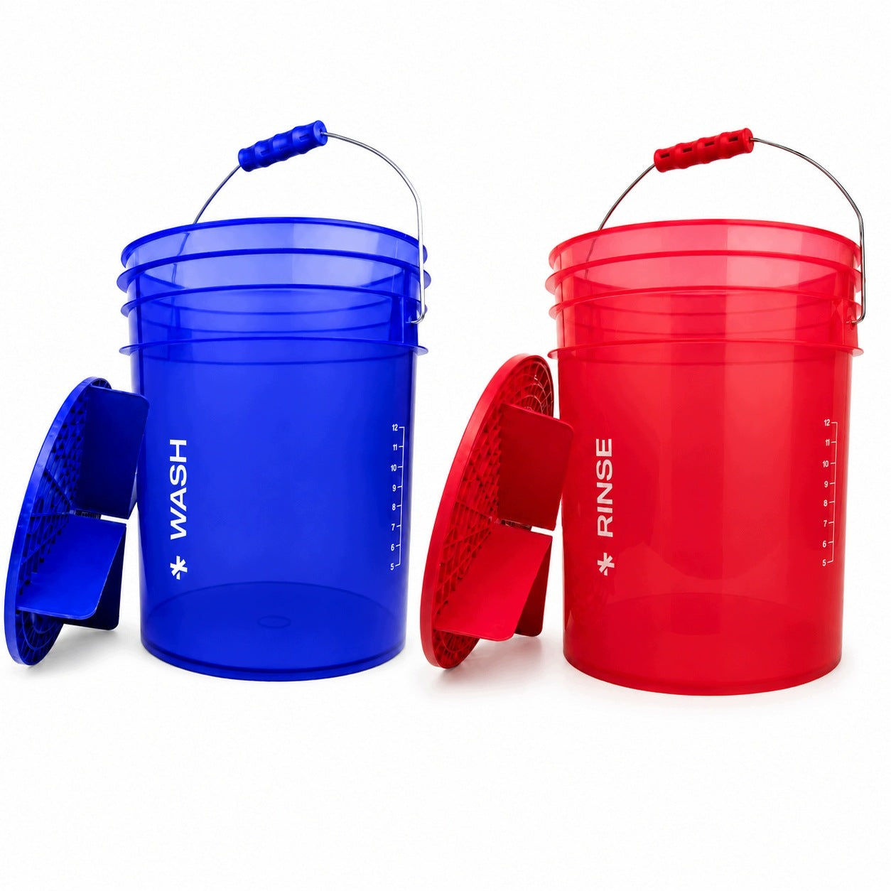 BenBow set of 2 transparent WASH / RINSE buckets with separators