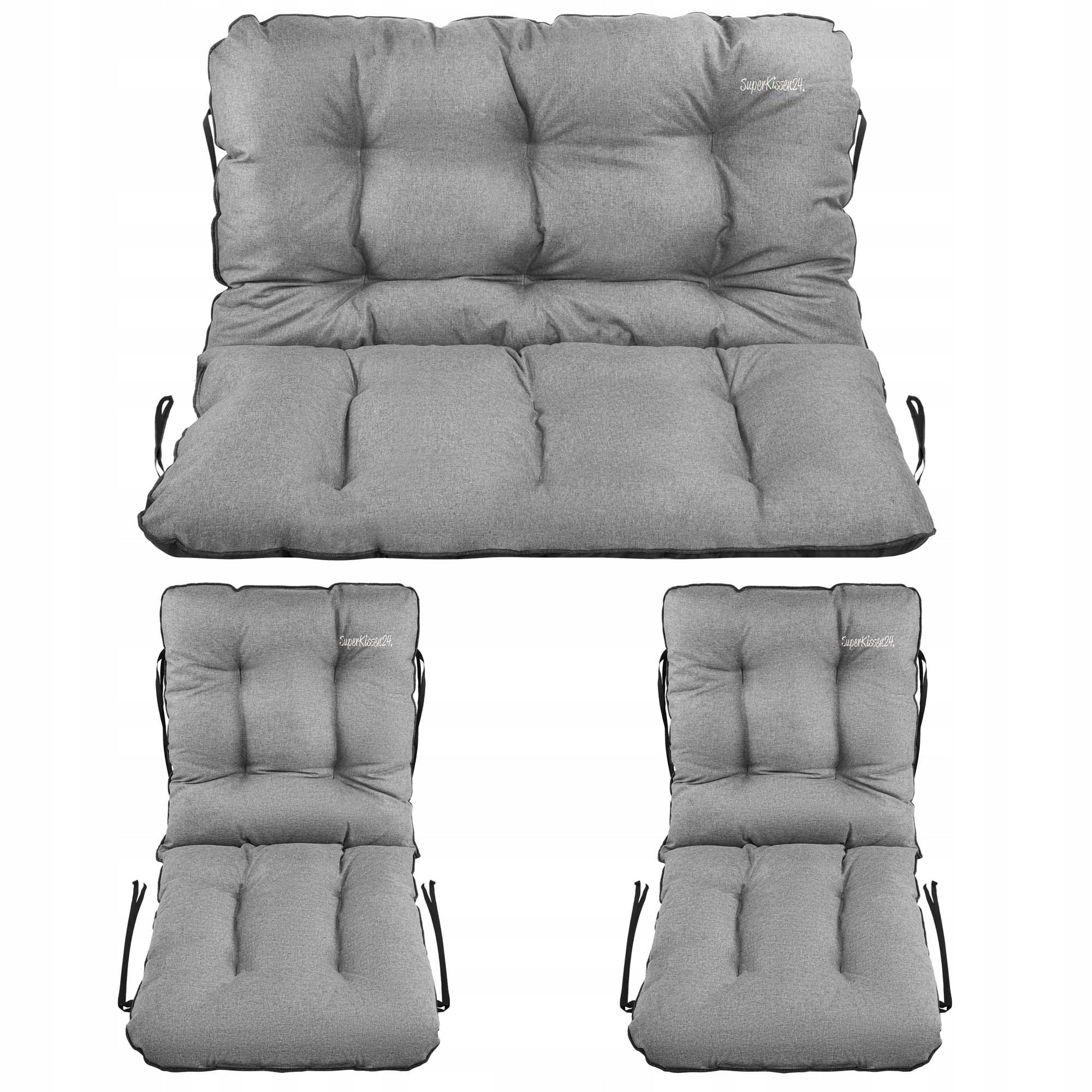 Bench cushion 100x60x50 rattan 2+1 grey linen