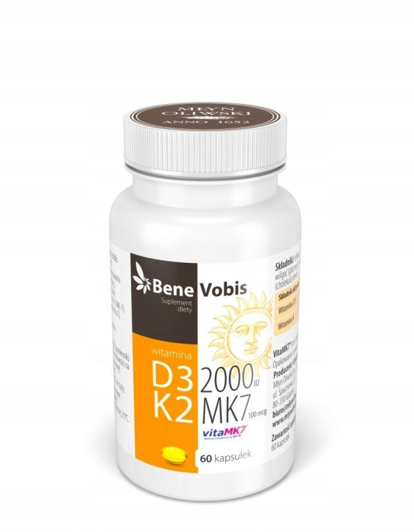 Bene Vobis Vitamin D3 2000IU + K2 MK7 100µg 60 kaps