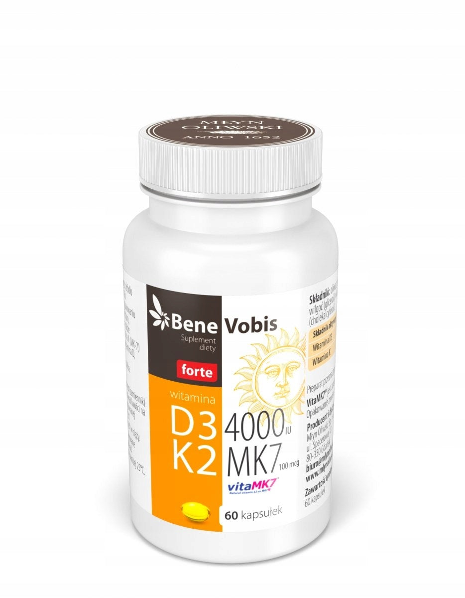 Bene Vobis - Vitamin D3 FORTE 4000IU + K2 MK7 (vitaMK7) 100mcg - 60 kaps.