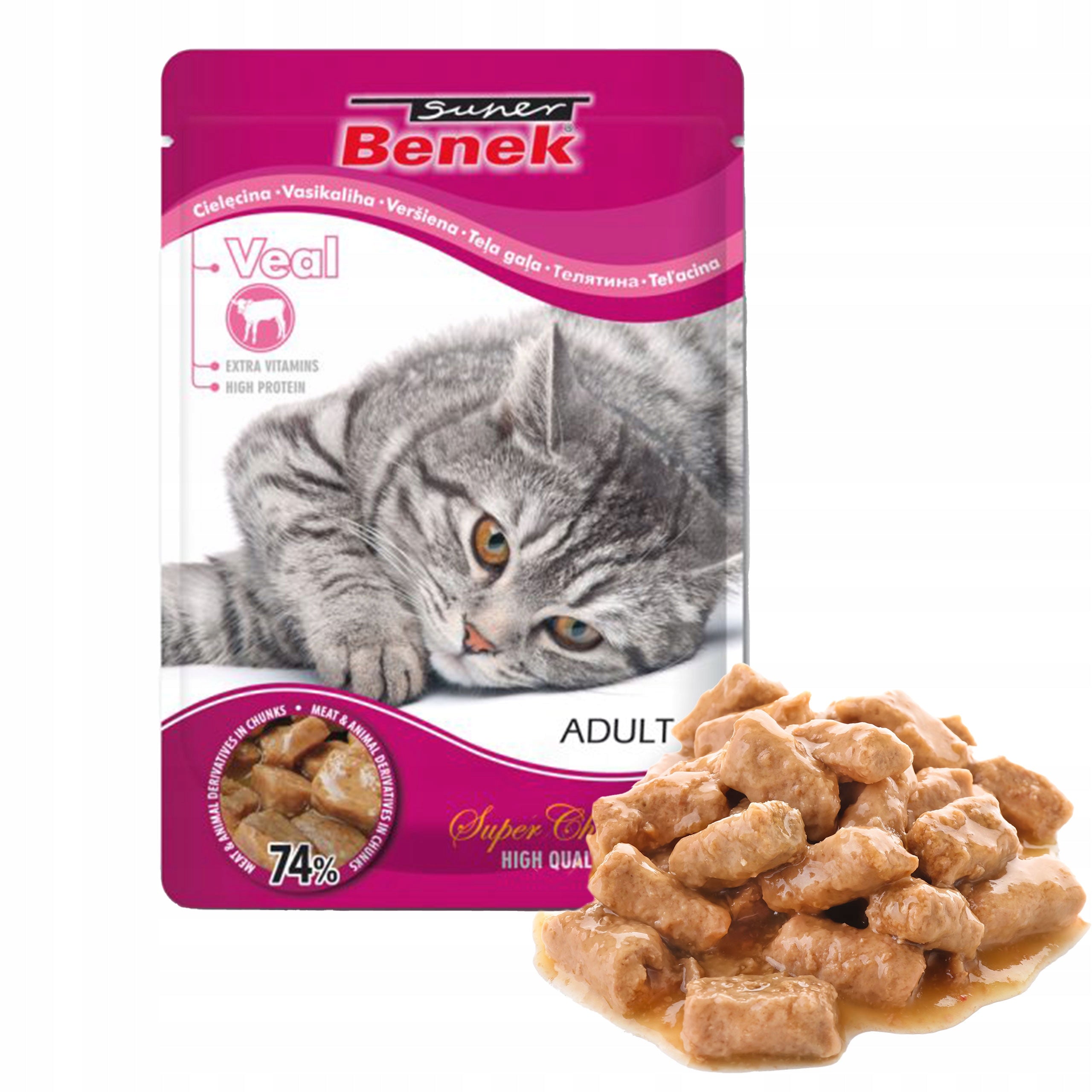 Benek sachet wet cat food mix of flavors 24x100g Manufacturer code BENEK Saszetka Karma mokra 24x100g