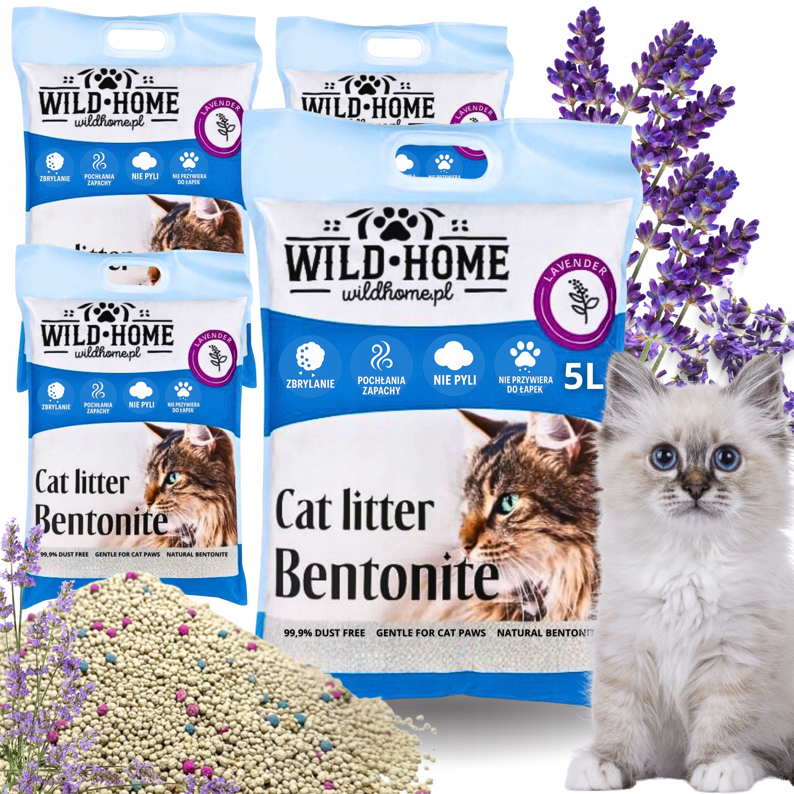 Bentonite Cat Litter 20L LAVENDER WildHome Clumping 20L Natural