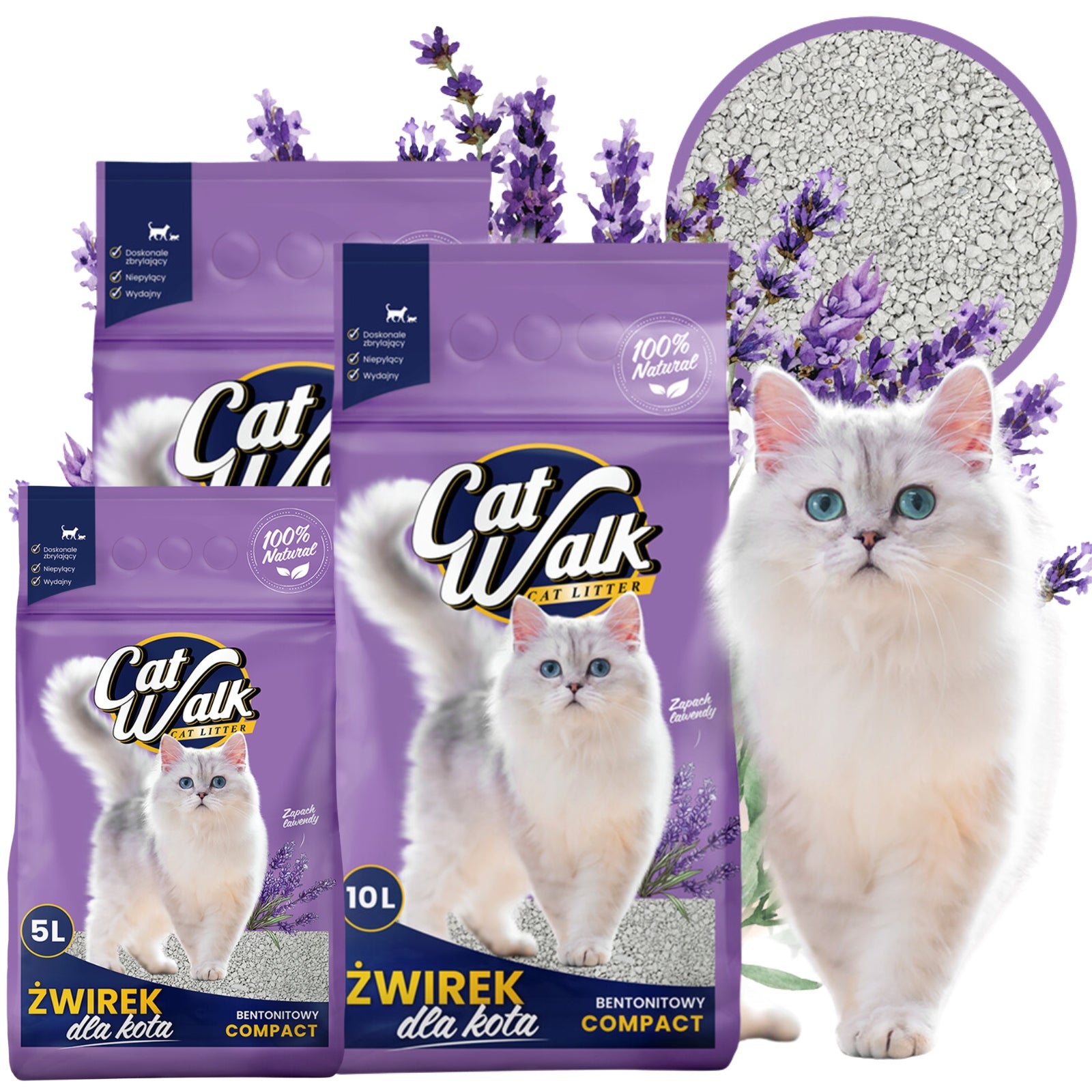 Bentonite Cat Litter 25L LAVENDER CatWalk Clumping 25L Natural
