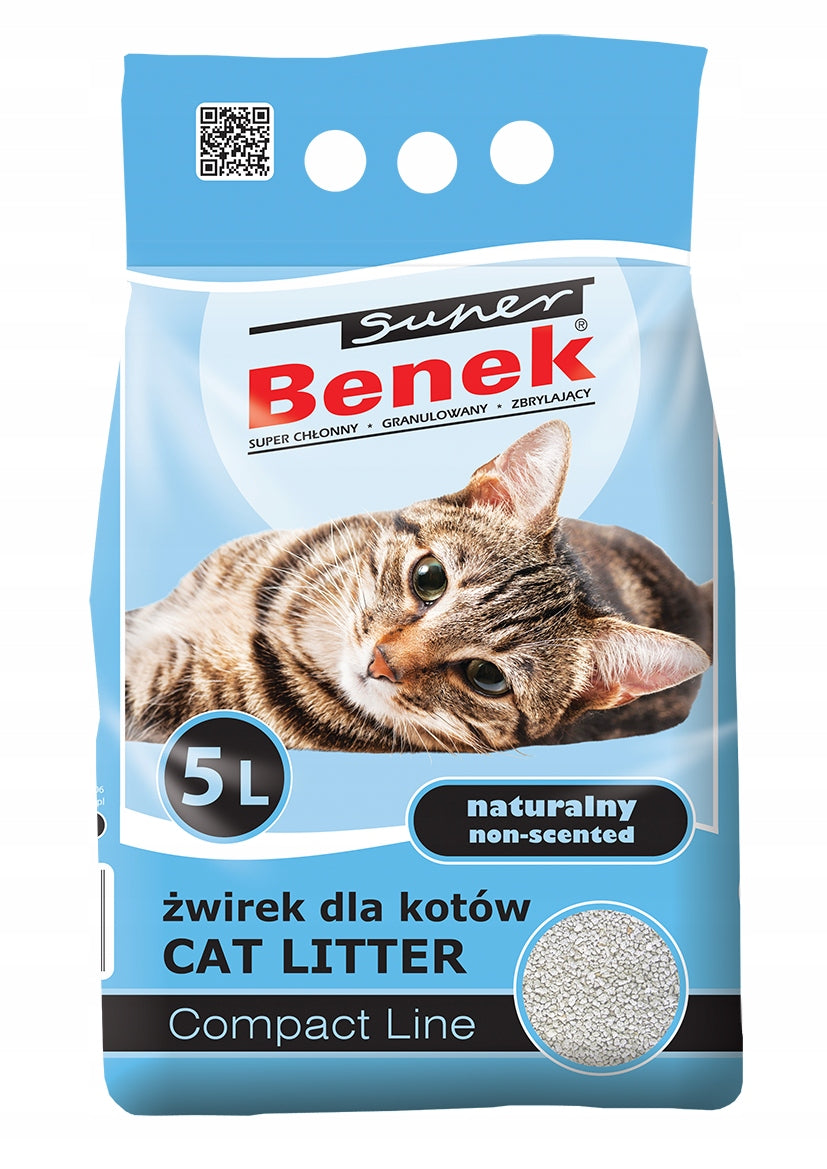 Bentonite Cat Litter Benek Compact 5L Fine Natural Clumping Manufacturer code 04556