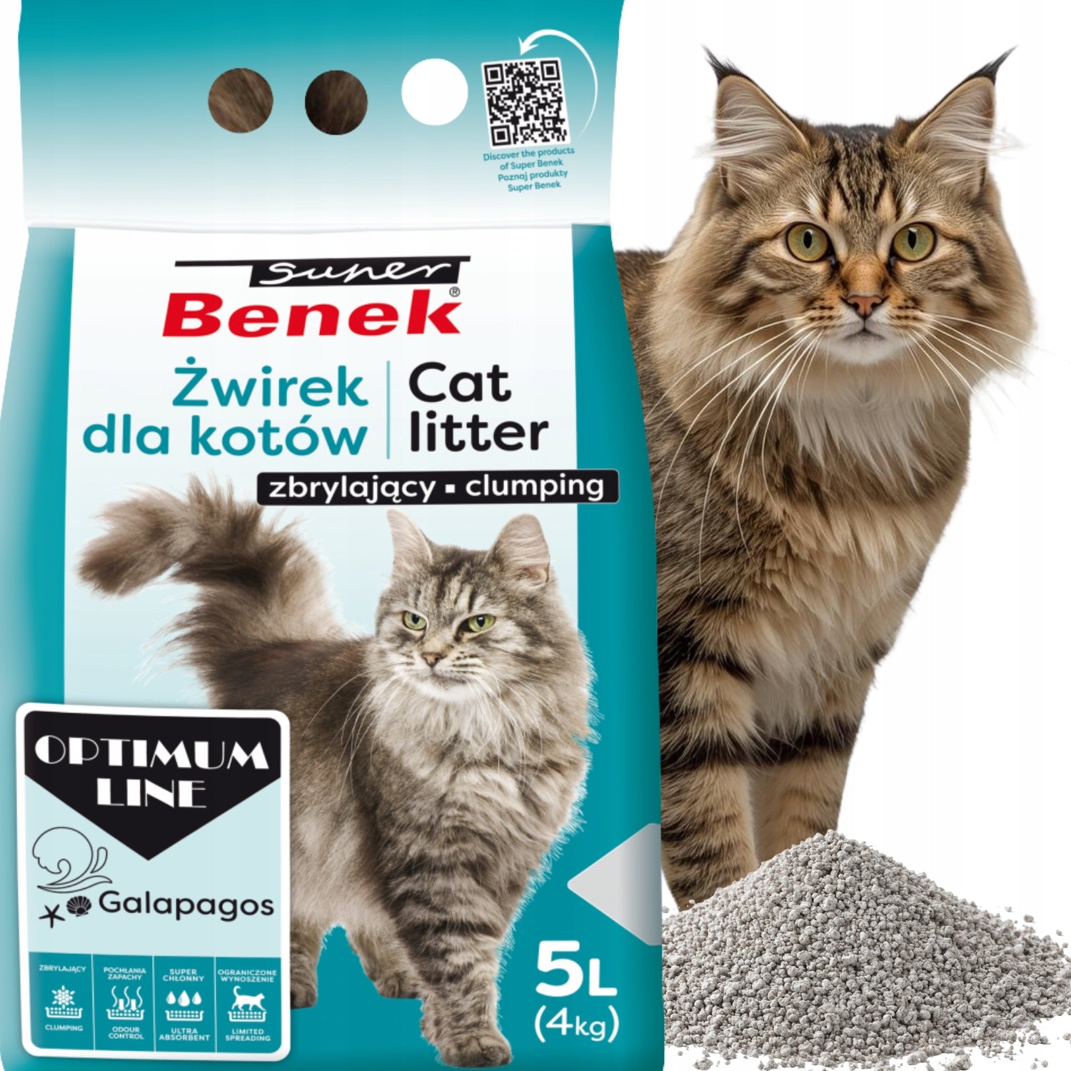 Bentonite Cat Litter Benek Optimum Galapagos 5L Marine Dust Removed