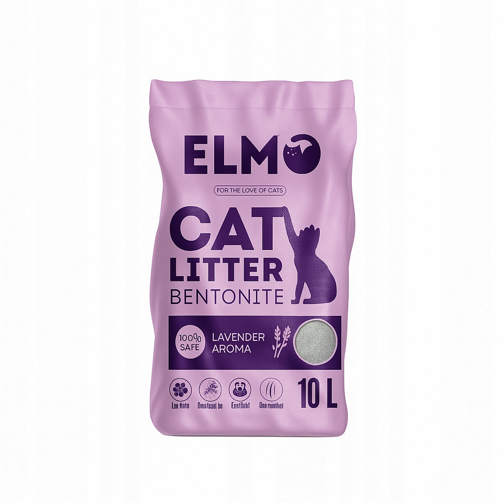 Bentonite Litter for Cat Clumping FINE ELMO LAVENDER 3x10l Manufacturer code elmolawenda10l