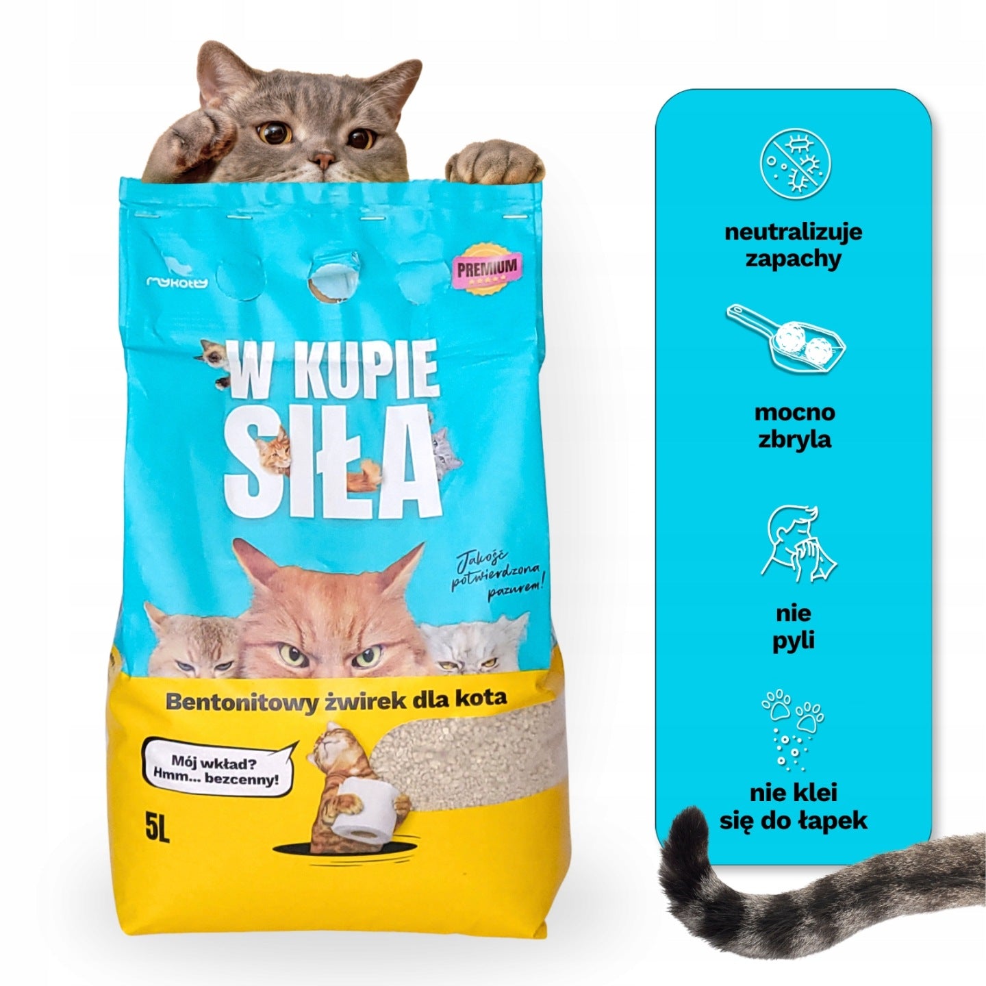 Bentonite cat litter 2x5L mykotty clumping dust-free fine Properties dust-free unscented fine-grained clumping