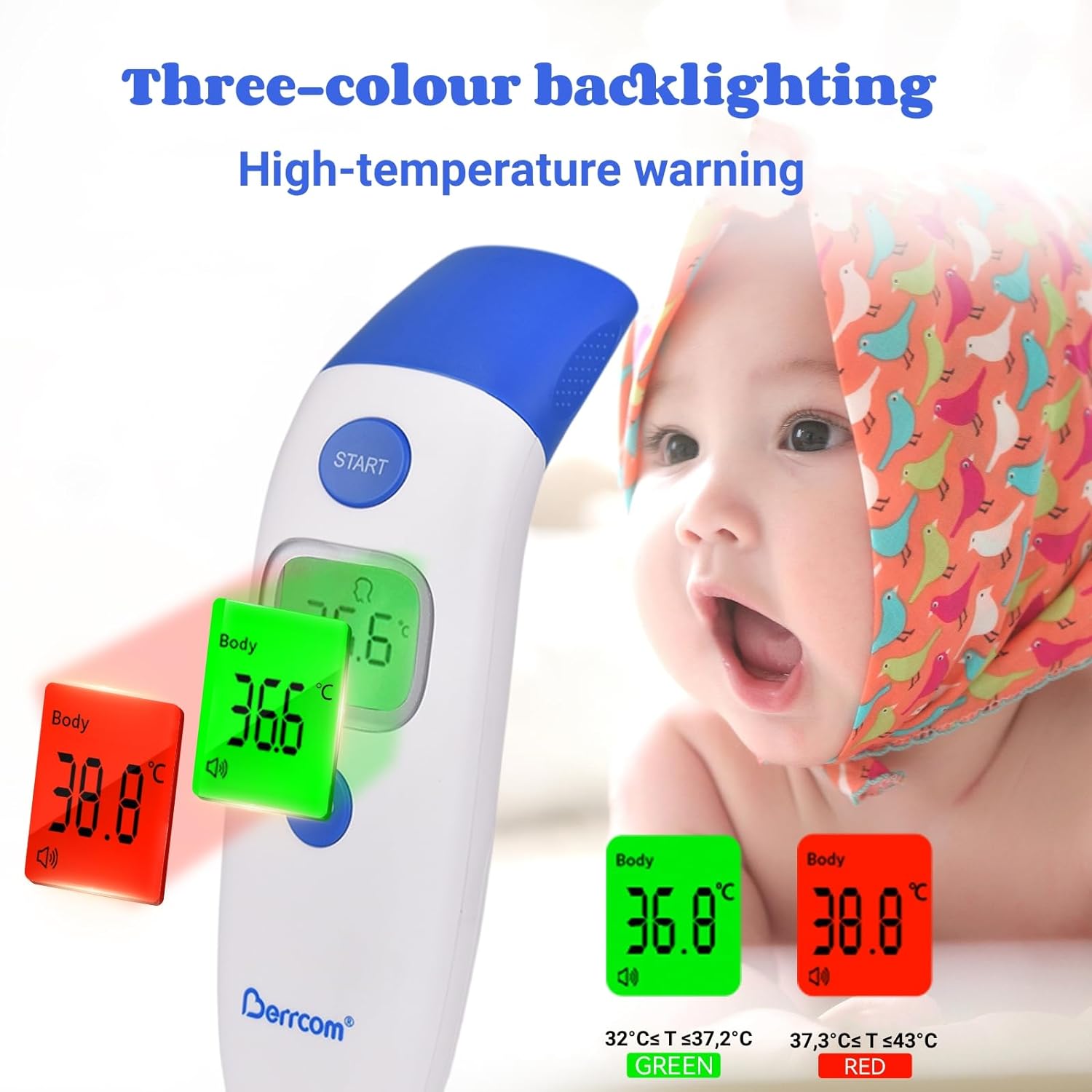 Berrcom Digital thermometer for forehead and ear - fast, touchless Brand BERRCOM