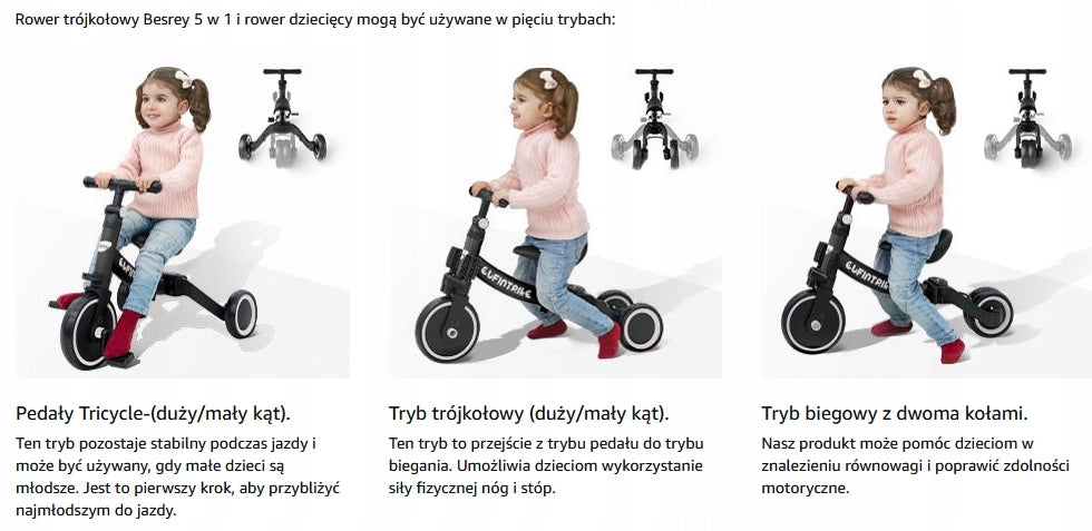 Besrey BR-C727S TRICYCLE RUNNING RIDER 5IN1 LEARNING PEDALS Frame Aluminum
