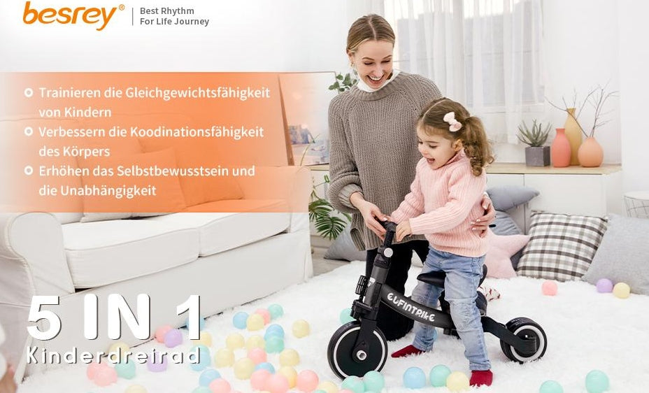 Besrey BR-C727S TRICYCLE RUNNING RIDER 5IN1 LEARNING PEDALS Kid's age 12+ months