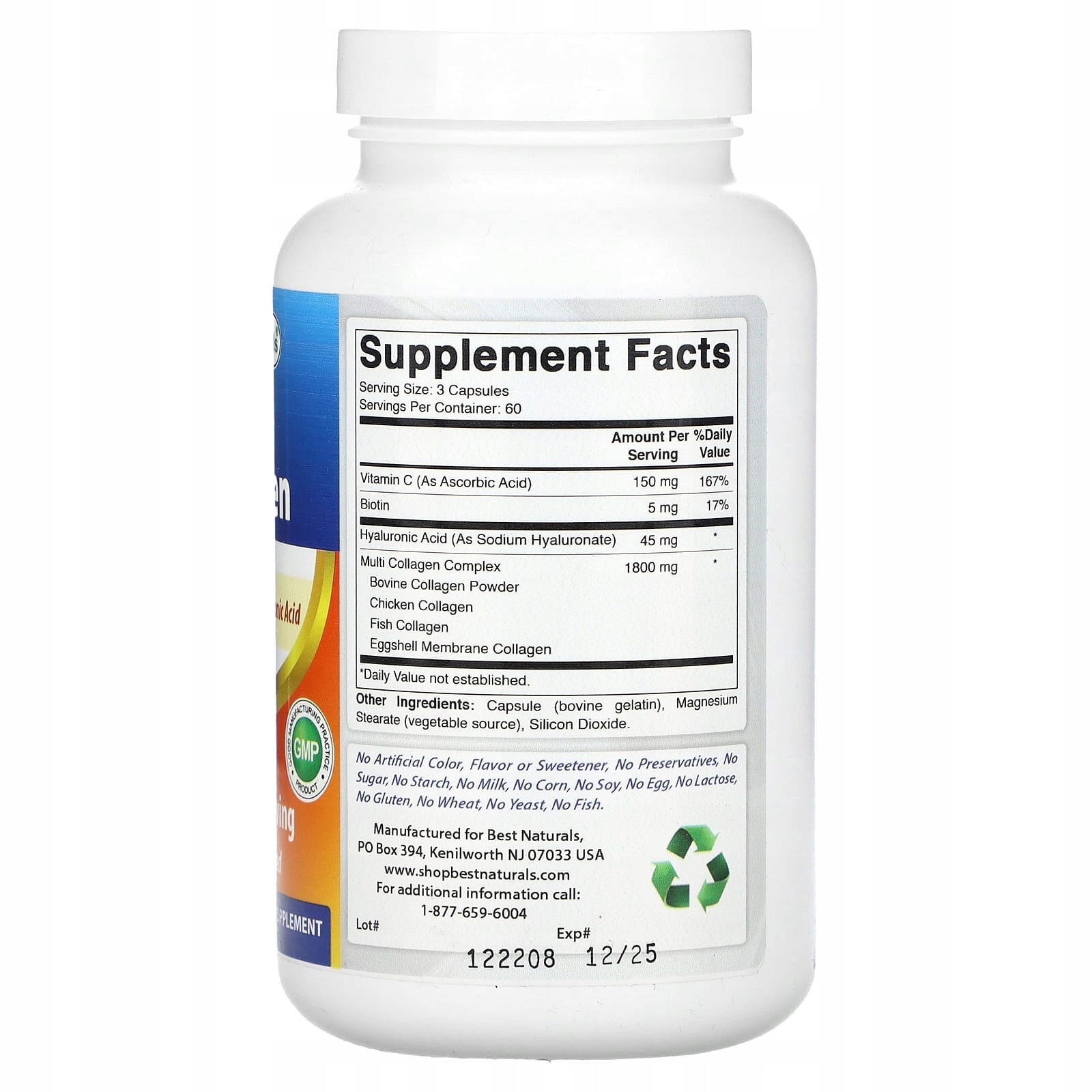 Best Naturals, Multicollagen, 180 capsules Expiration date at least 3 months from the date of purchase