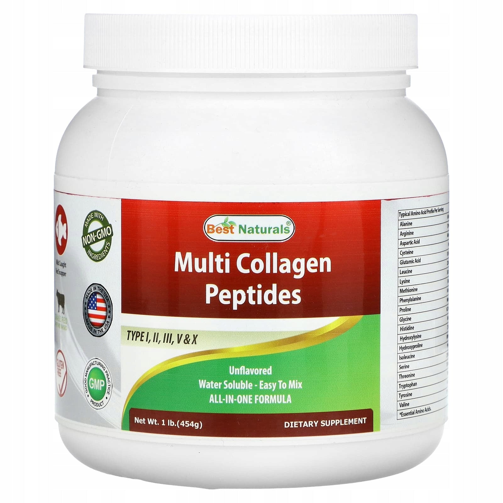 Best Naturals, Multicollagen Peptides, Non-Aromatized, 454 g